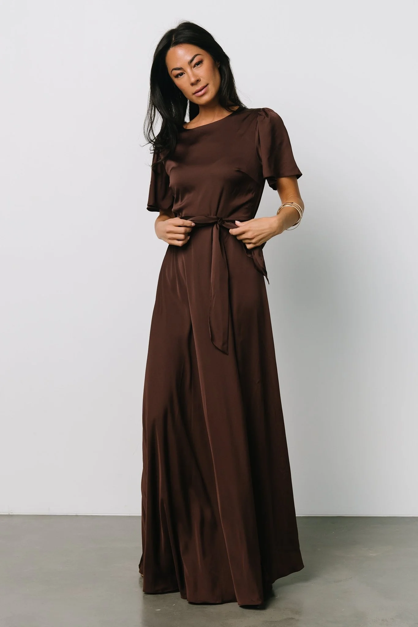 Agnes Satin Maxi Dress | Espresso - luluinthesky