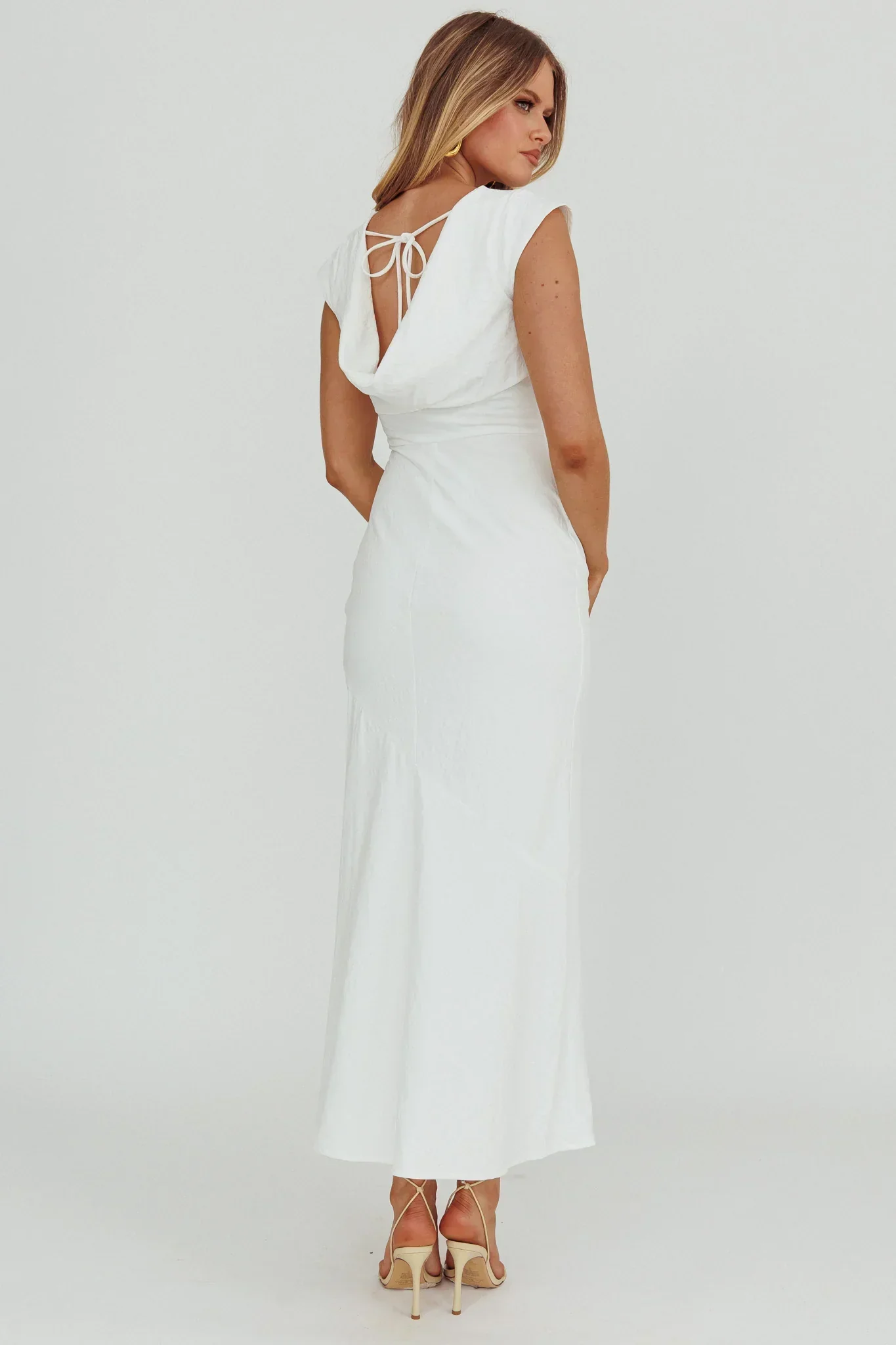 Maysa Cowl Back Maxi Dress Off White