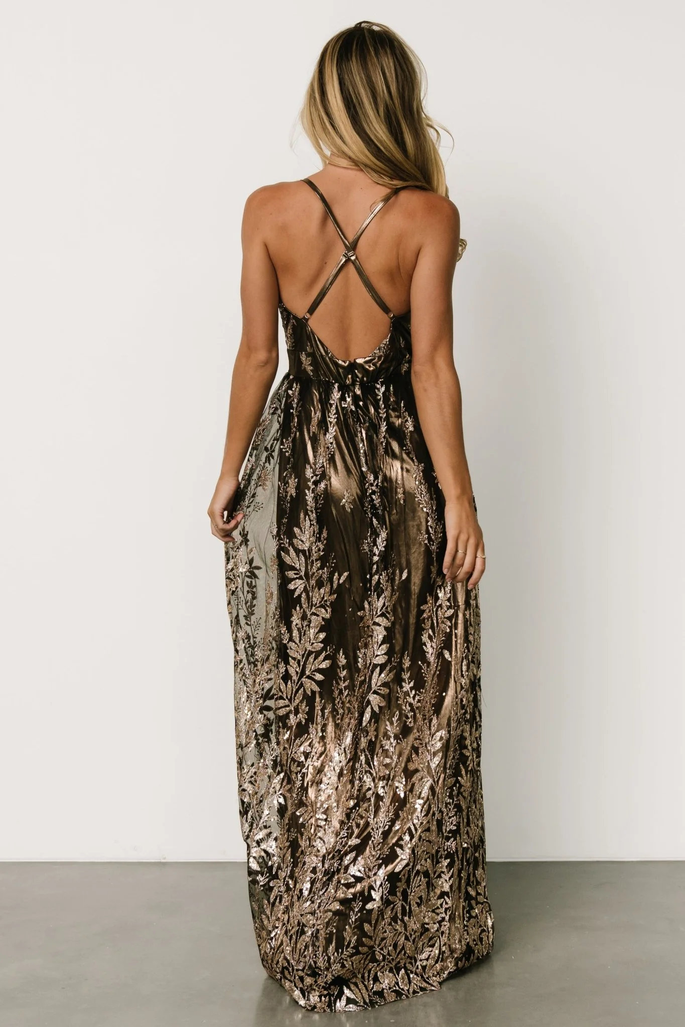 Eirena Sparkle Gown | Bronze + Gold - luluinthesky