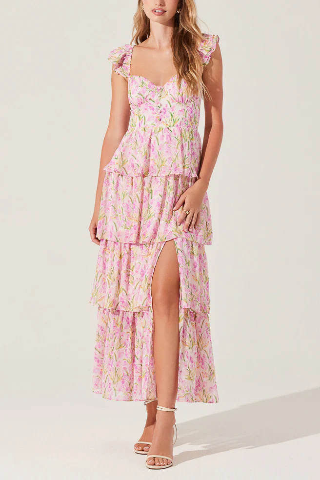 ASTR Midsummer Floral Tiered Maxi Dress in Bright Floral