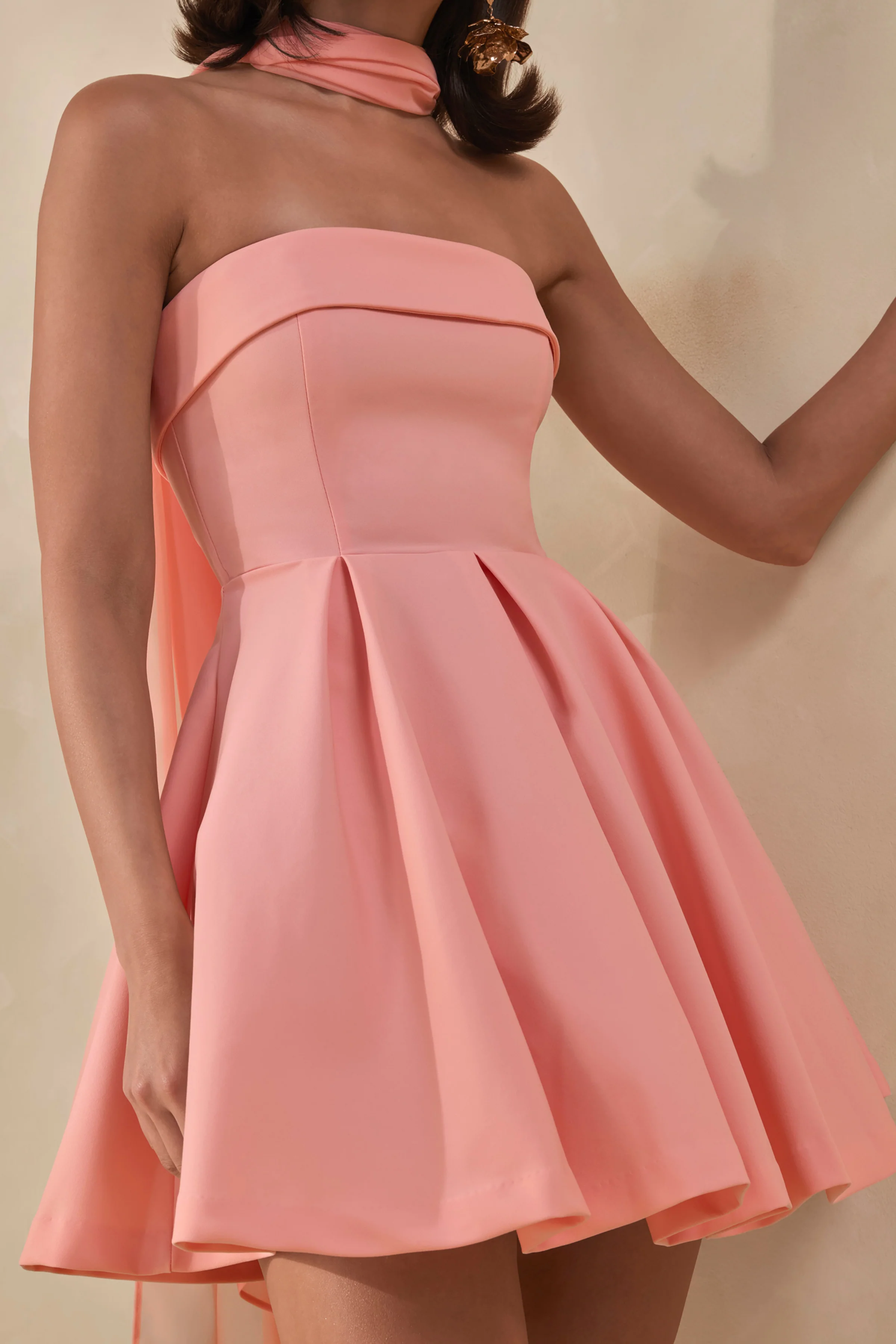 Bruna | Light Pink Bandeau Skater Mini Dress - luluinthesky
