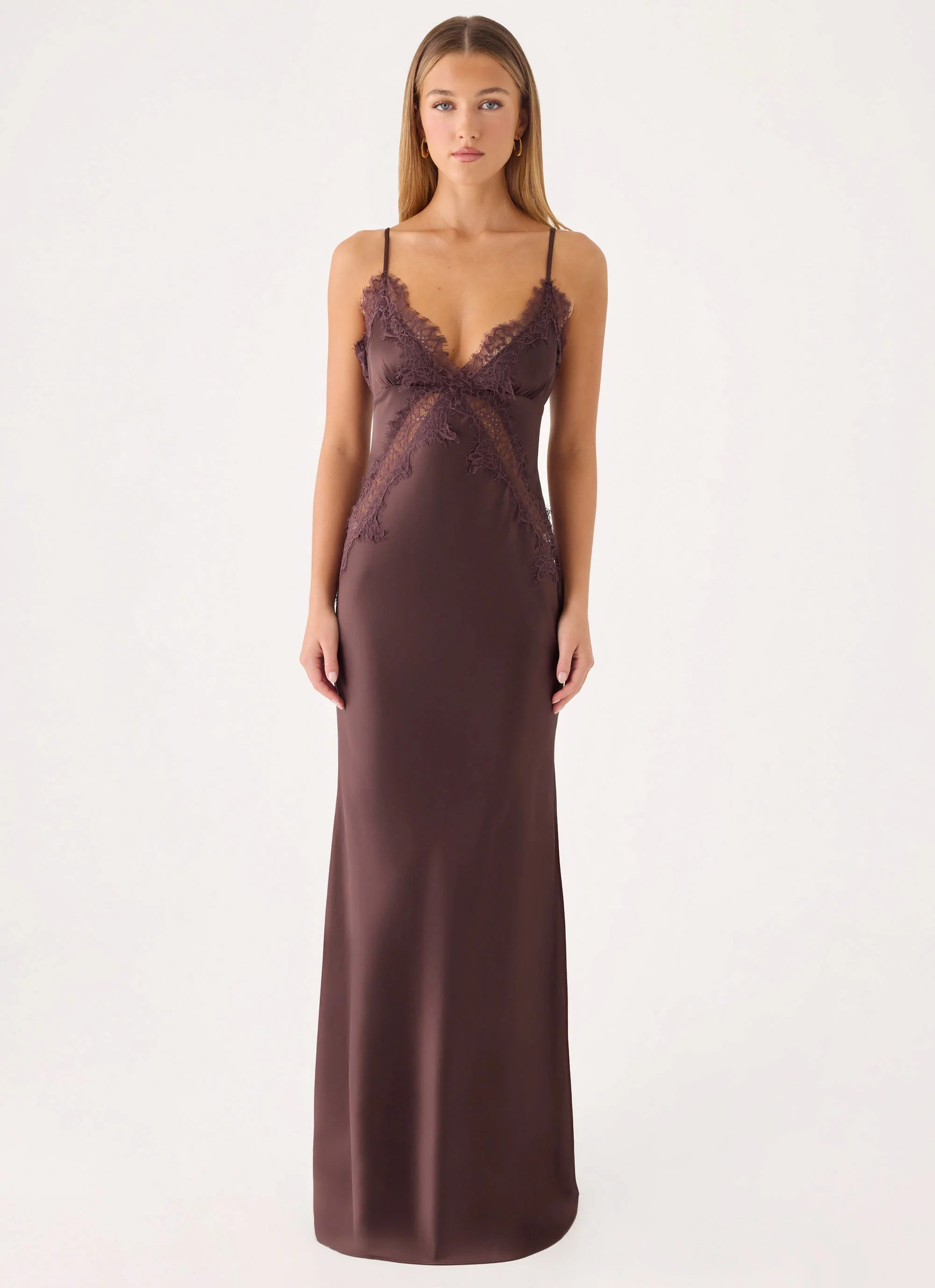 Winona Night Slip Dress - Chocolate - luluinthesky