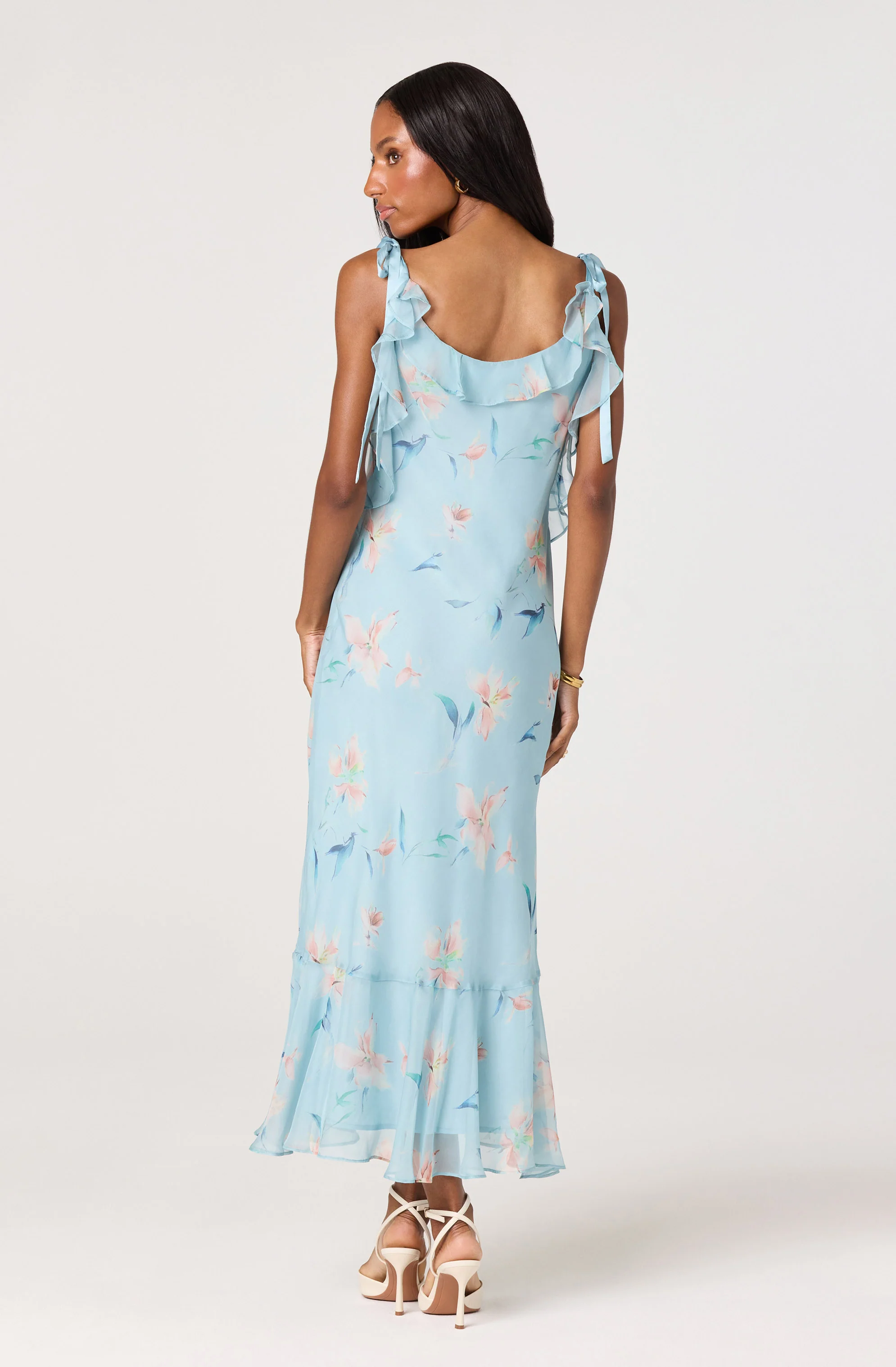 Nissa Floral Ruffle Midi Dress