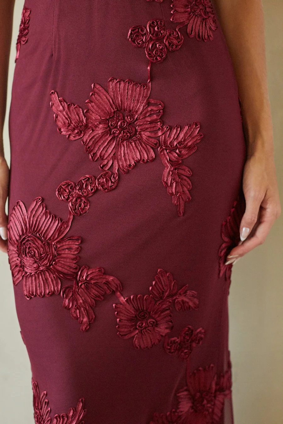 Salome Halter Applique Maxi Dress