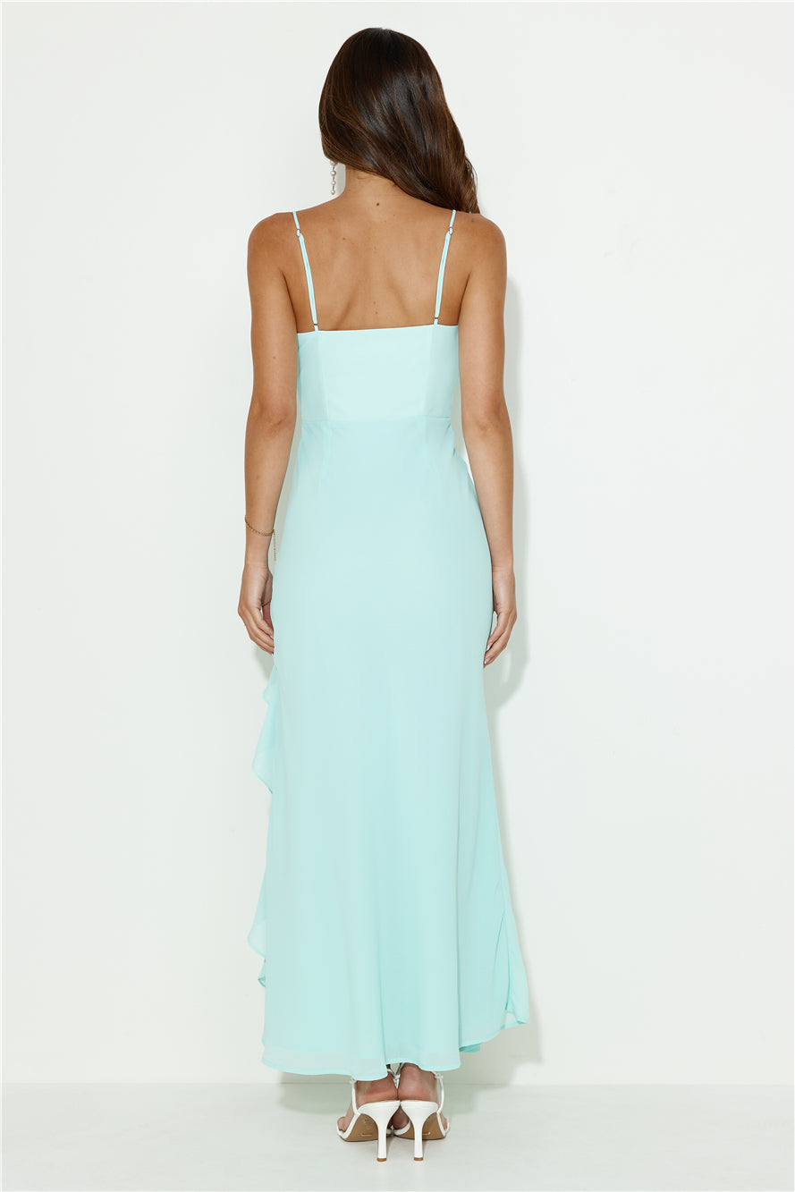 Fresh Scent Frill Maxi Dress Aqua