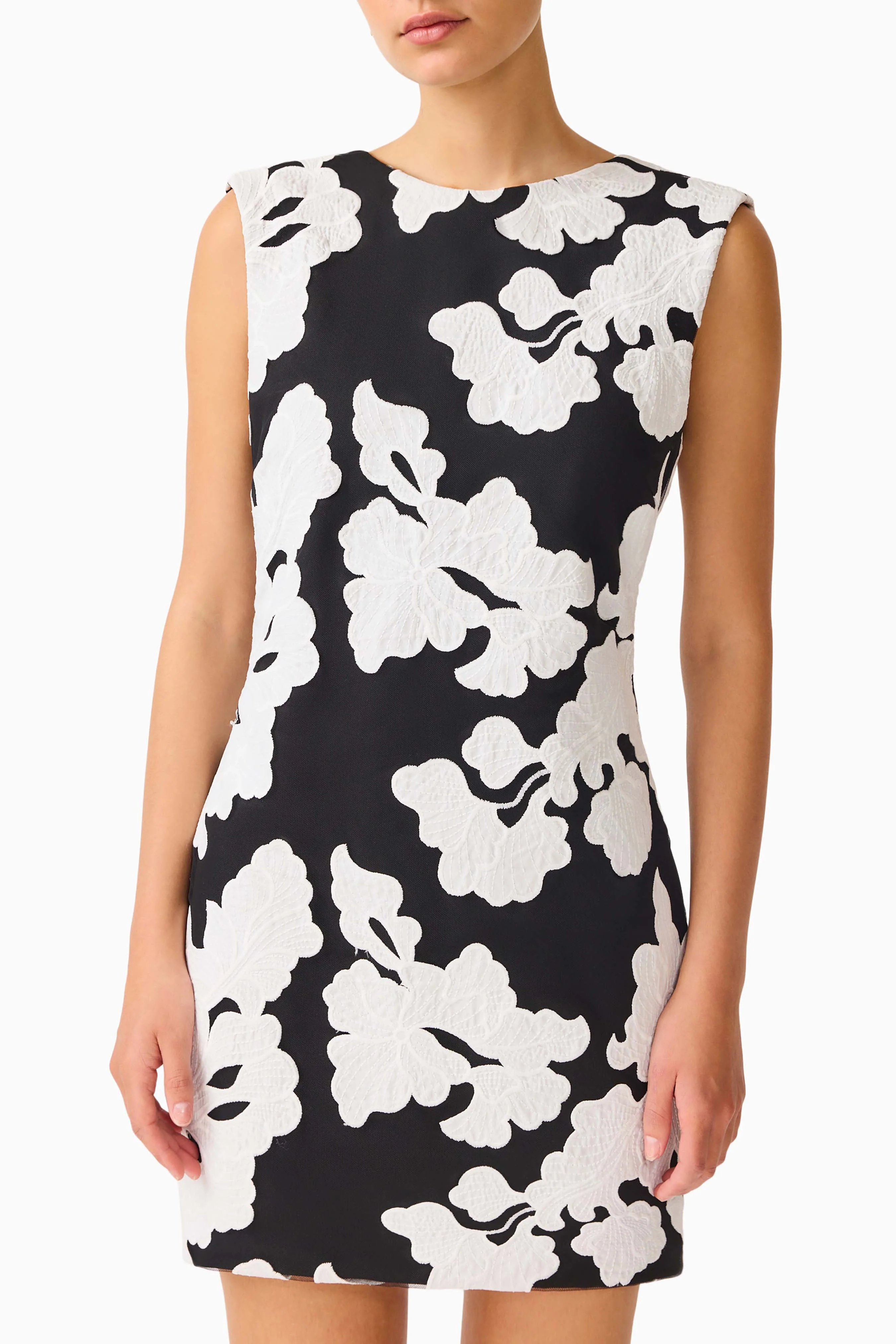Bloomnoir Shift Mini Dress in Black & White