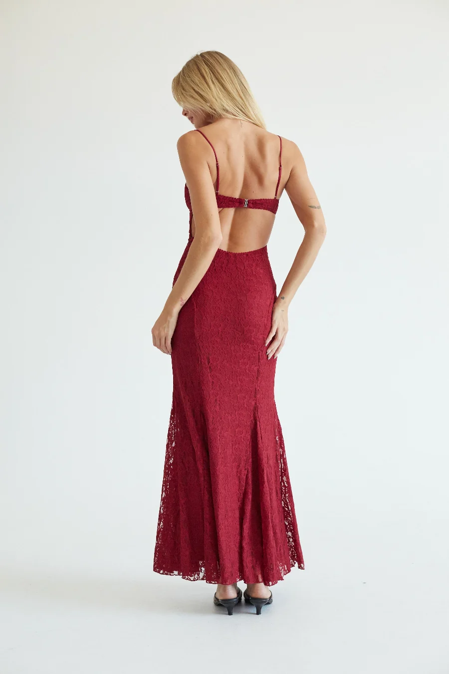 Nathalie Lace Open Back Maxi Dress