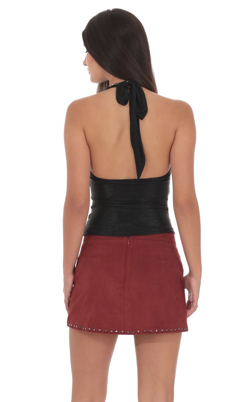Studded Suede Skirt in Maroon
