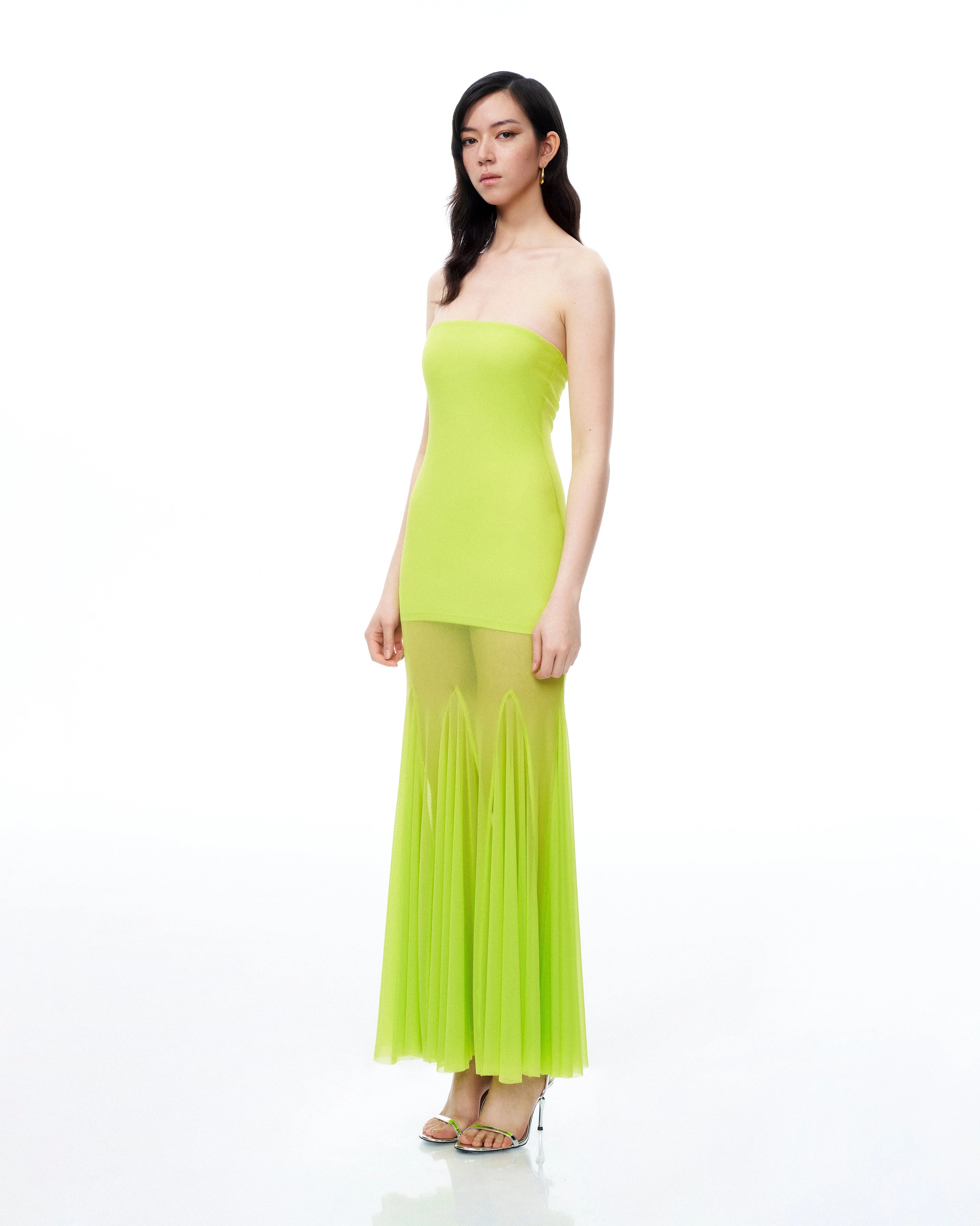 Thalassa Mesh Dress - Lime Green - FASHION NOB