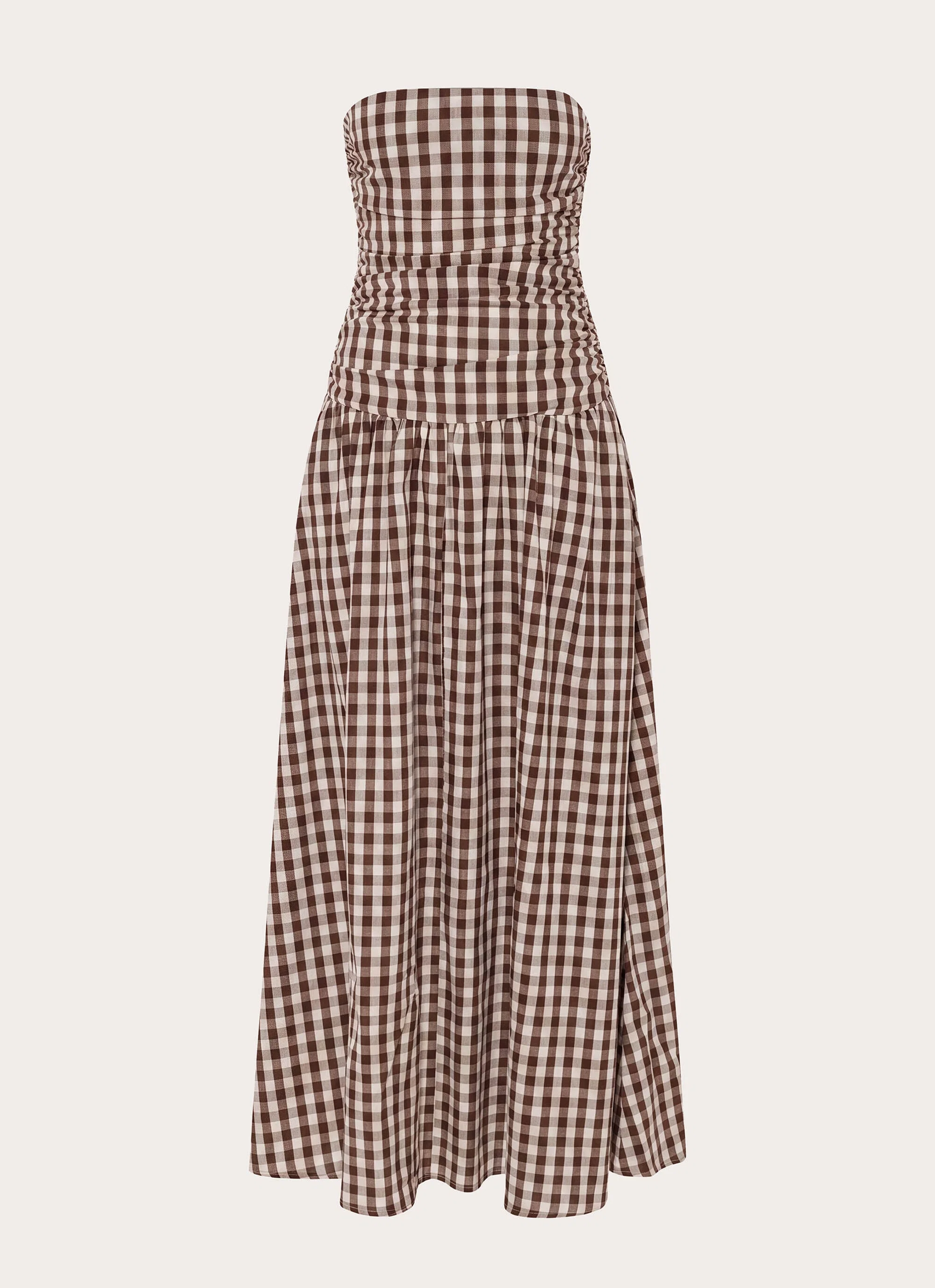 Carmel Maxi Dress - Brown Gingham