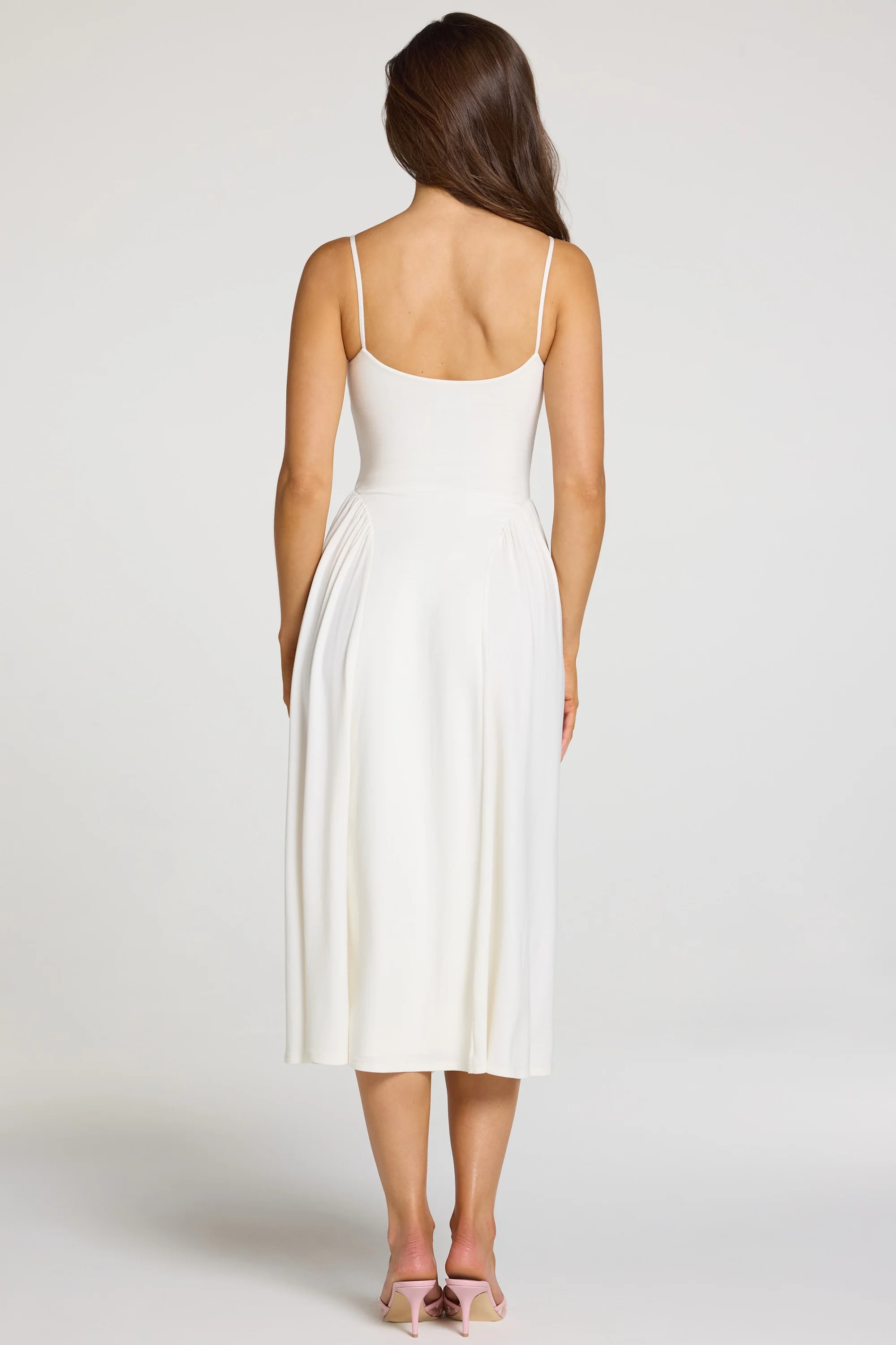 Modal Lace-Trim Midaxi Dress in White