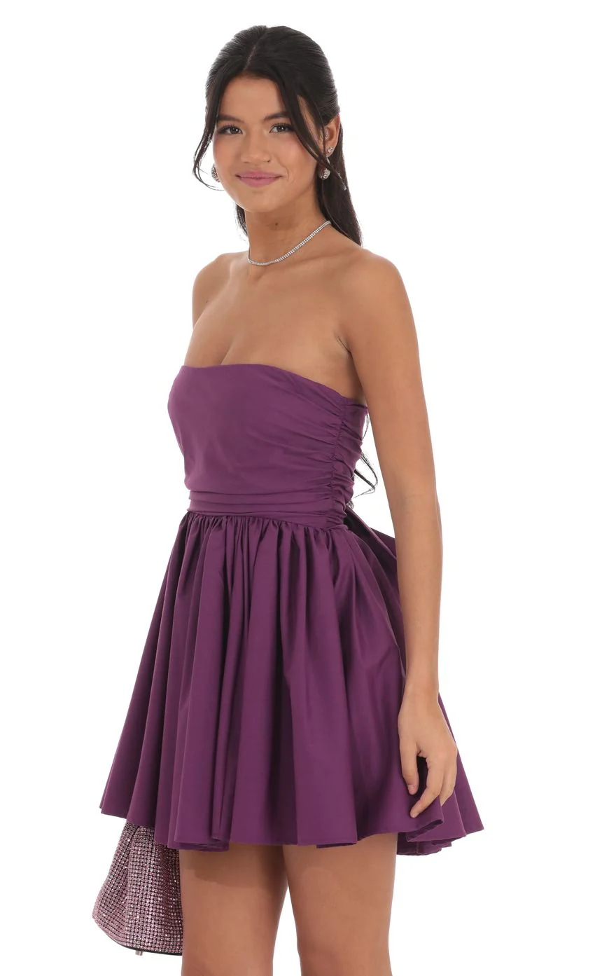 Strapless A-line Dress in Purple - luluinthesky