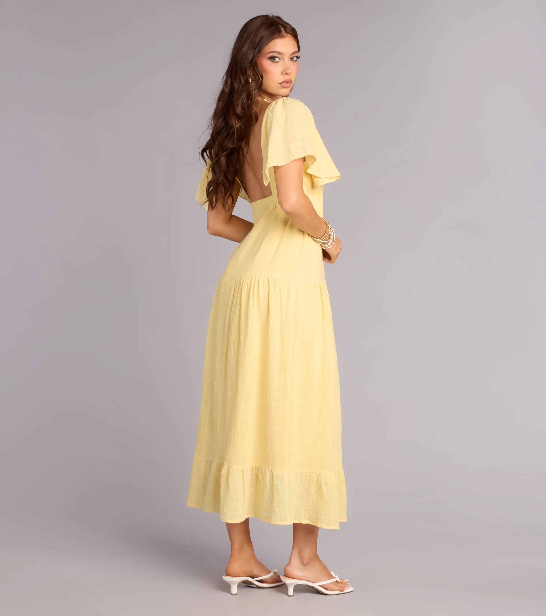 Major Fling Flutter Sleeve Maxi Dress - luluinthesky