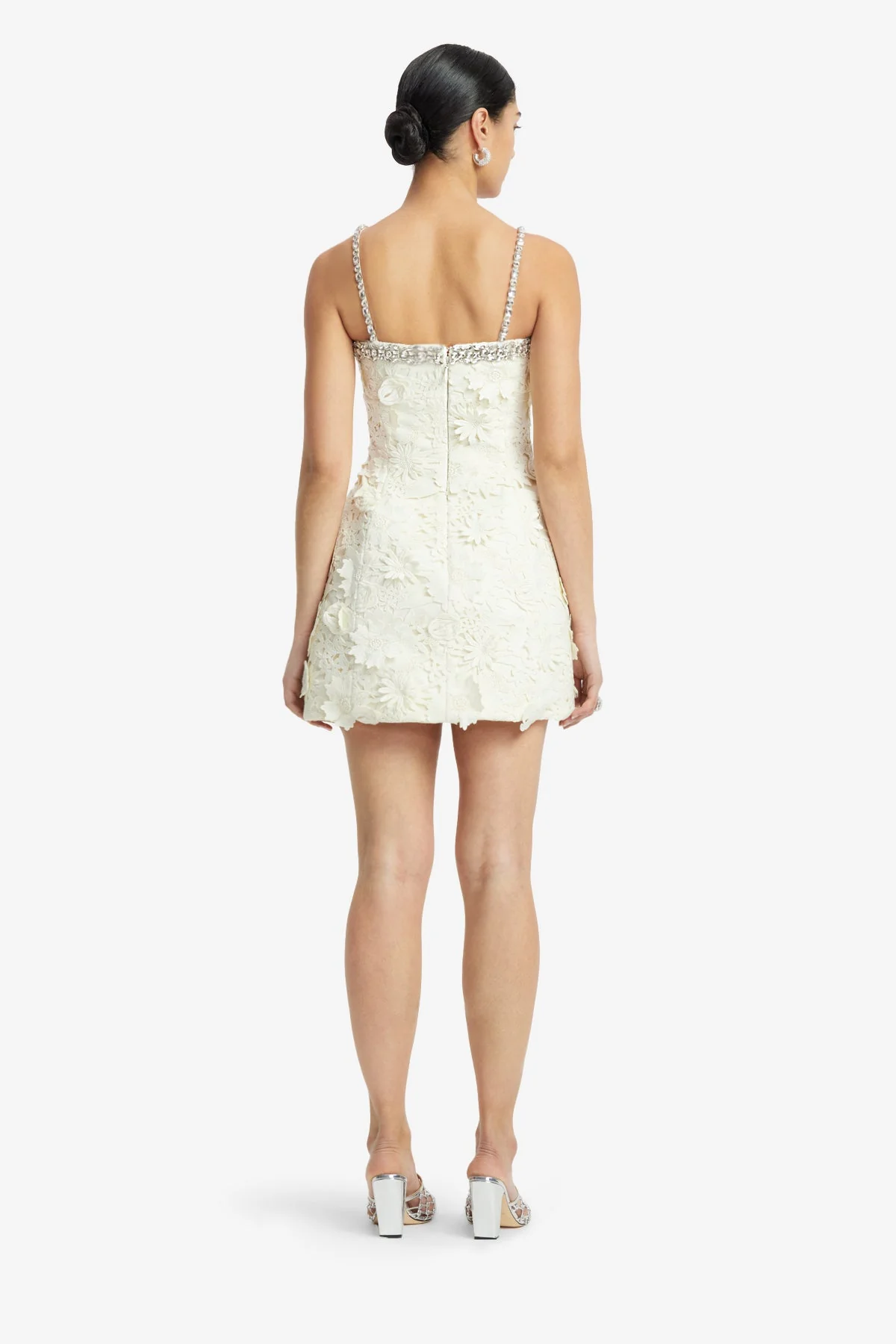 Sophia Embellished Lace Mini Dress - Snow