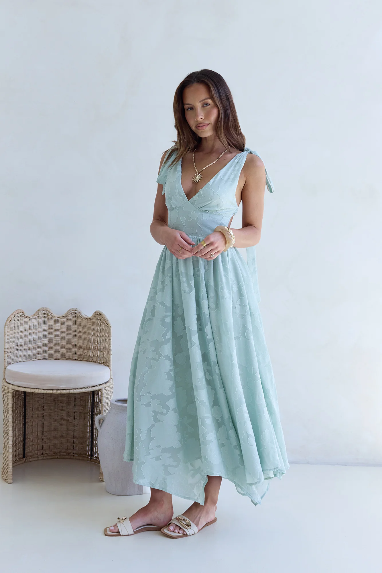 Golden Night Maxi Dress Sage