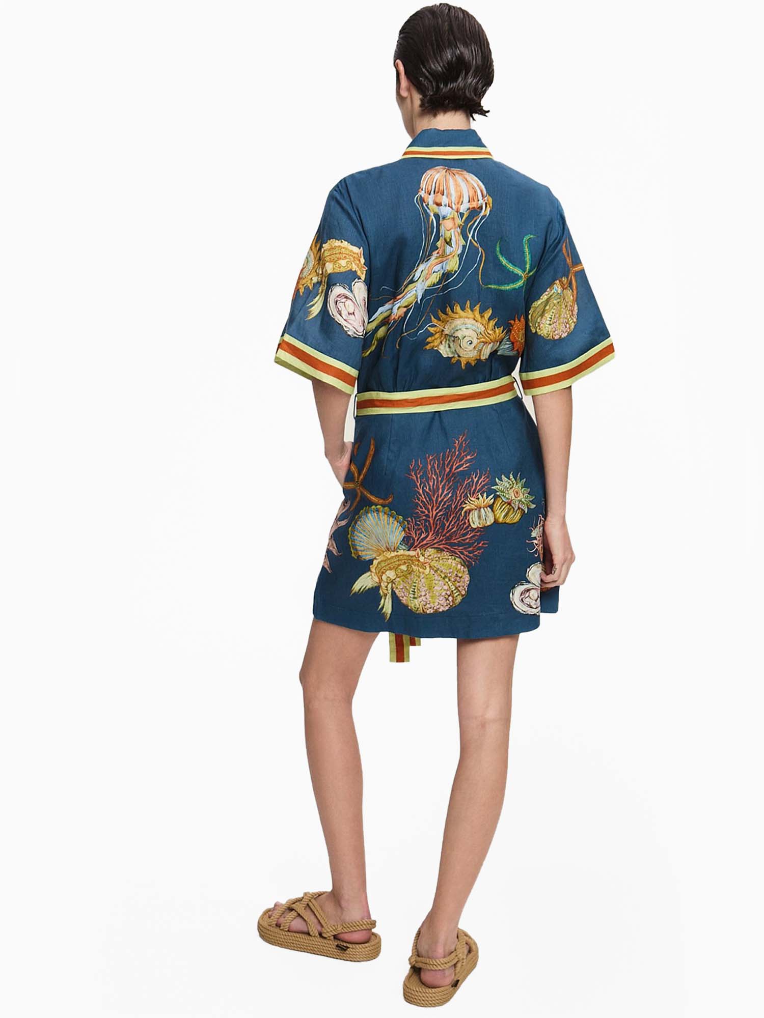Tropical Tiger Belted Mini Shirt Dress