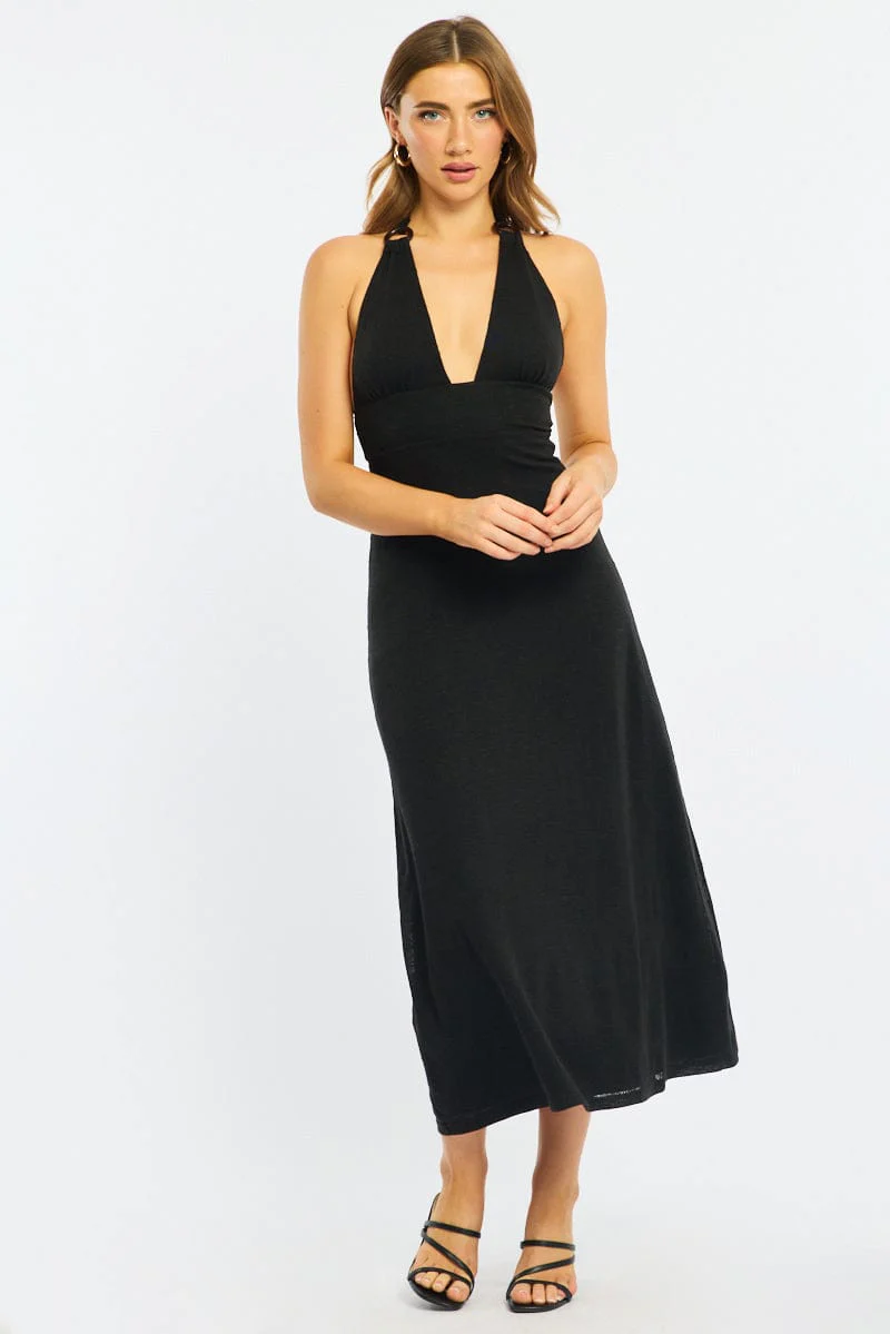 Black Maxi Dress Halter Neck