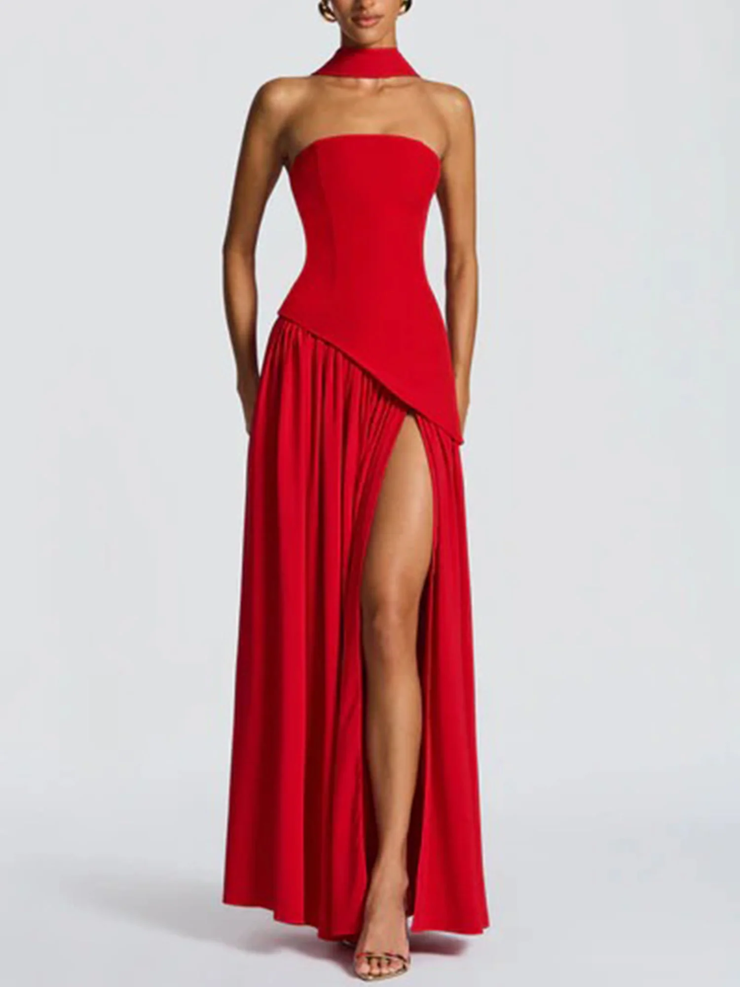 Slit Veil Maxi Dress