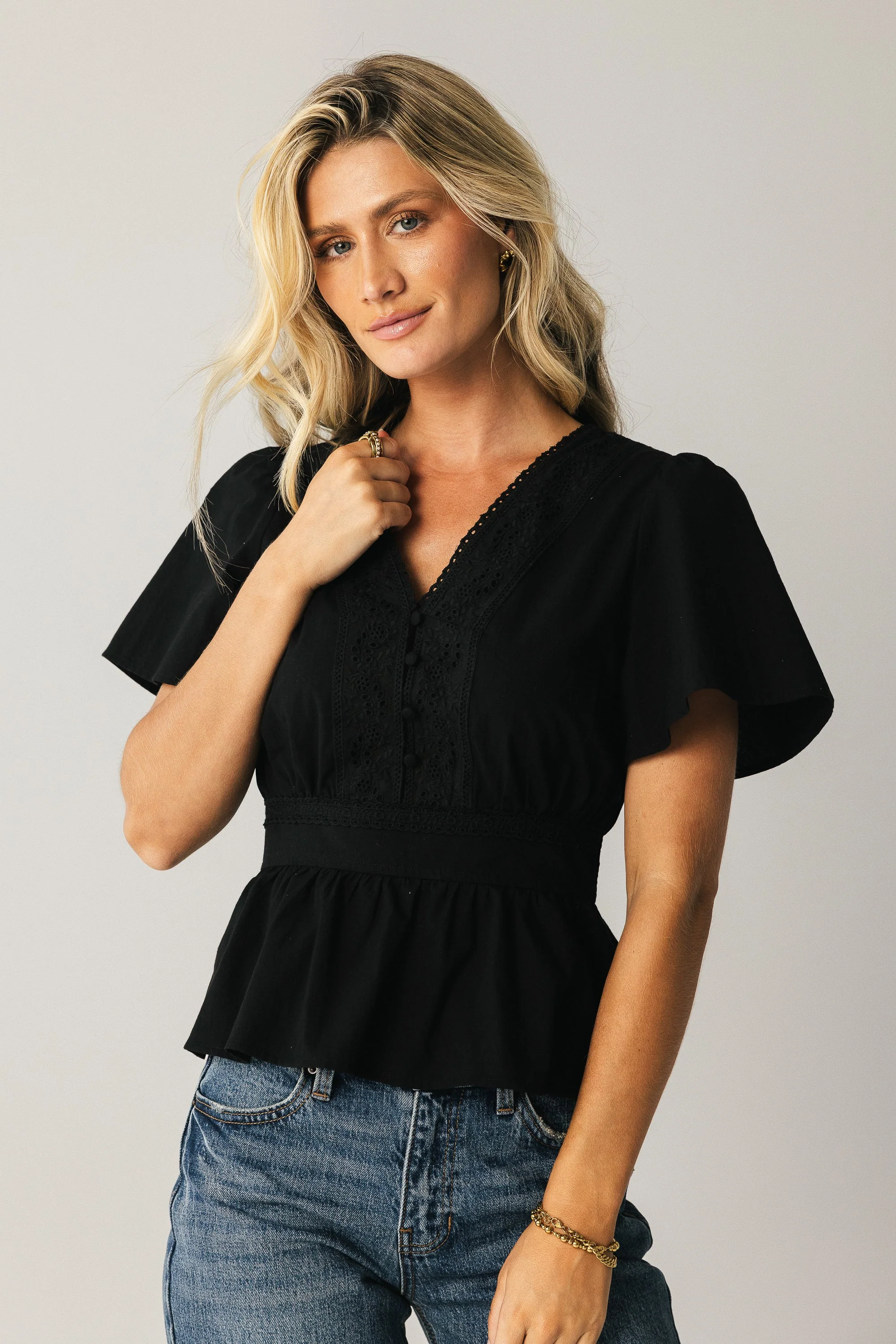 Neo Embroidered Blouse in Black