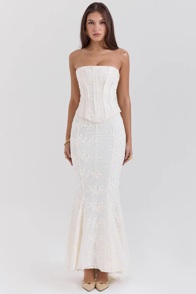 Dakota Embroidered Strapless Corset Set