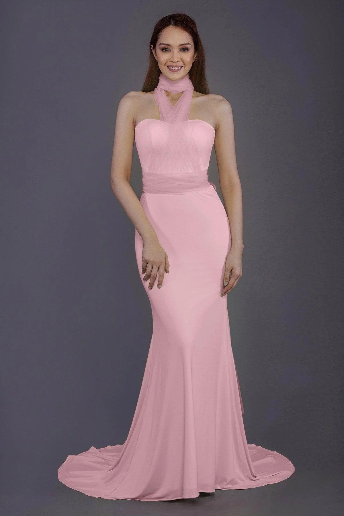 Mermaid Court Train Knitted Fabric Bridesmaid Dress PR3498