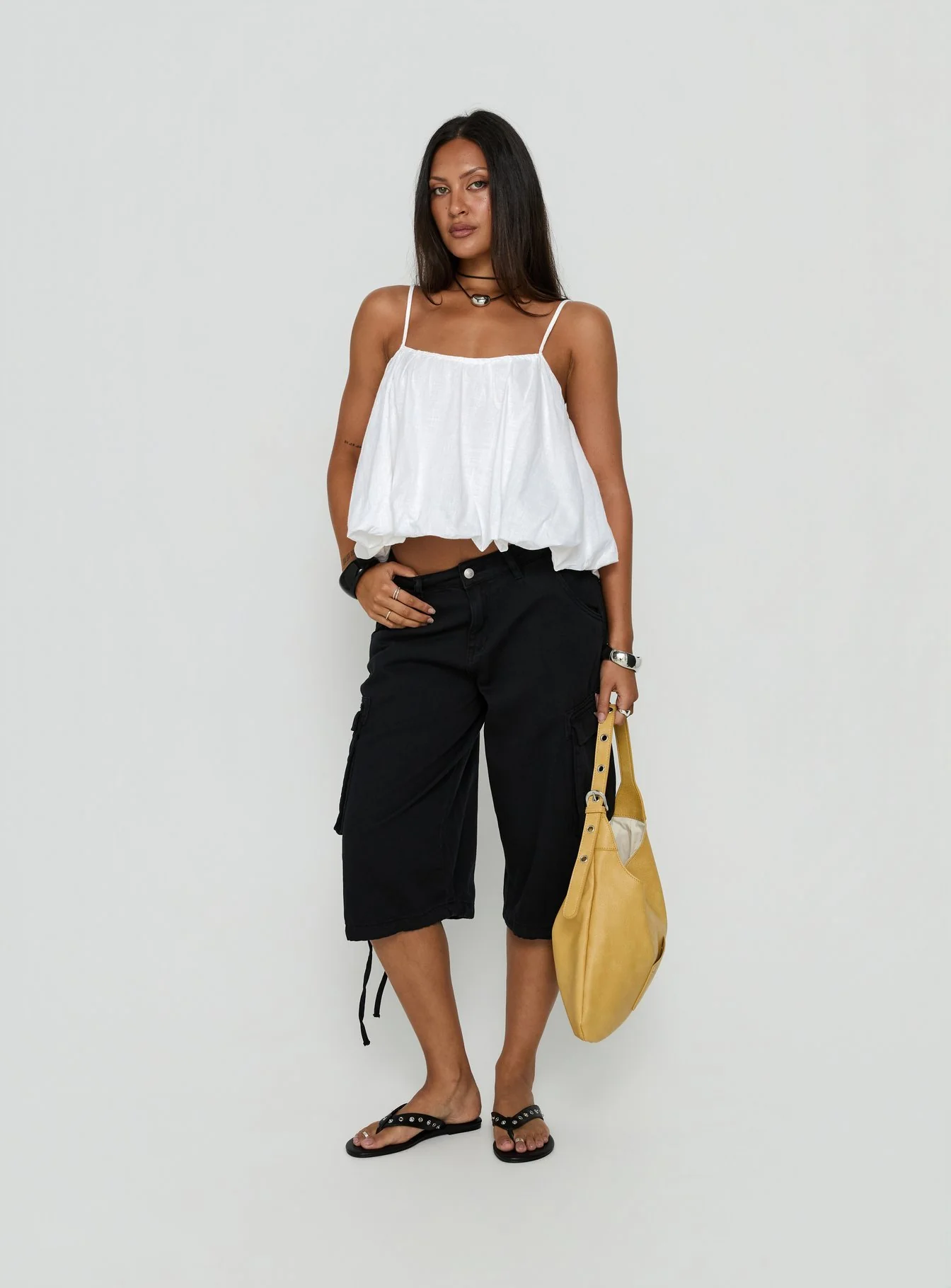Hudsen Longline Cargo Shorts Washed Black