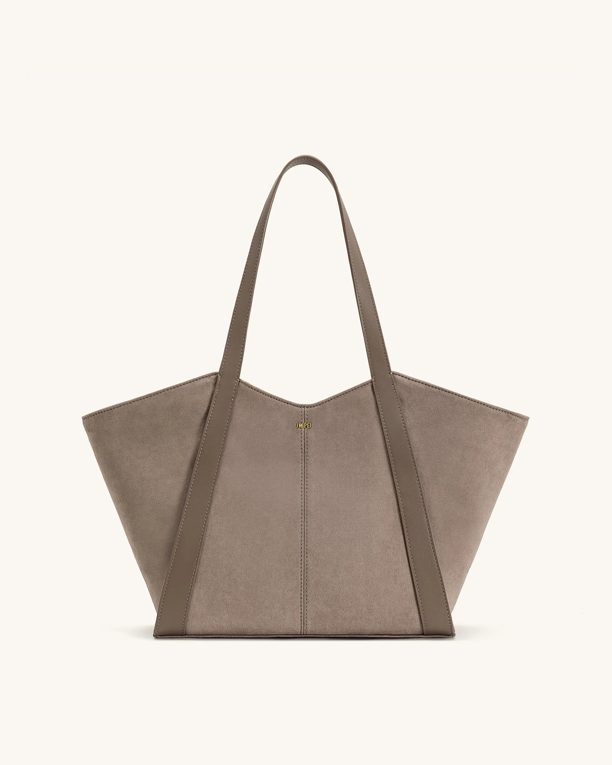 Kiana Large Capacity Faux Suede Tote Bag - Taupe