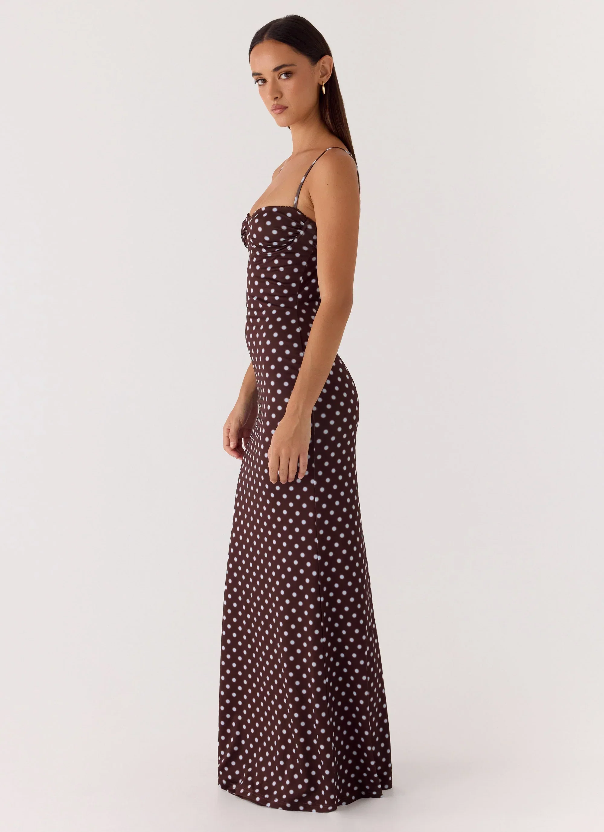 Vamonos Maxi Dress - Chocolate Blue Dot