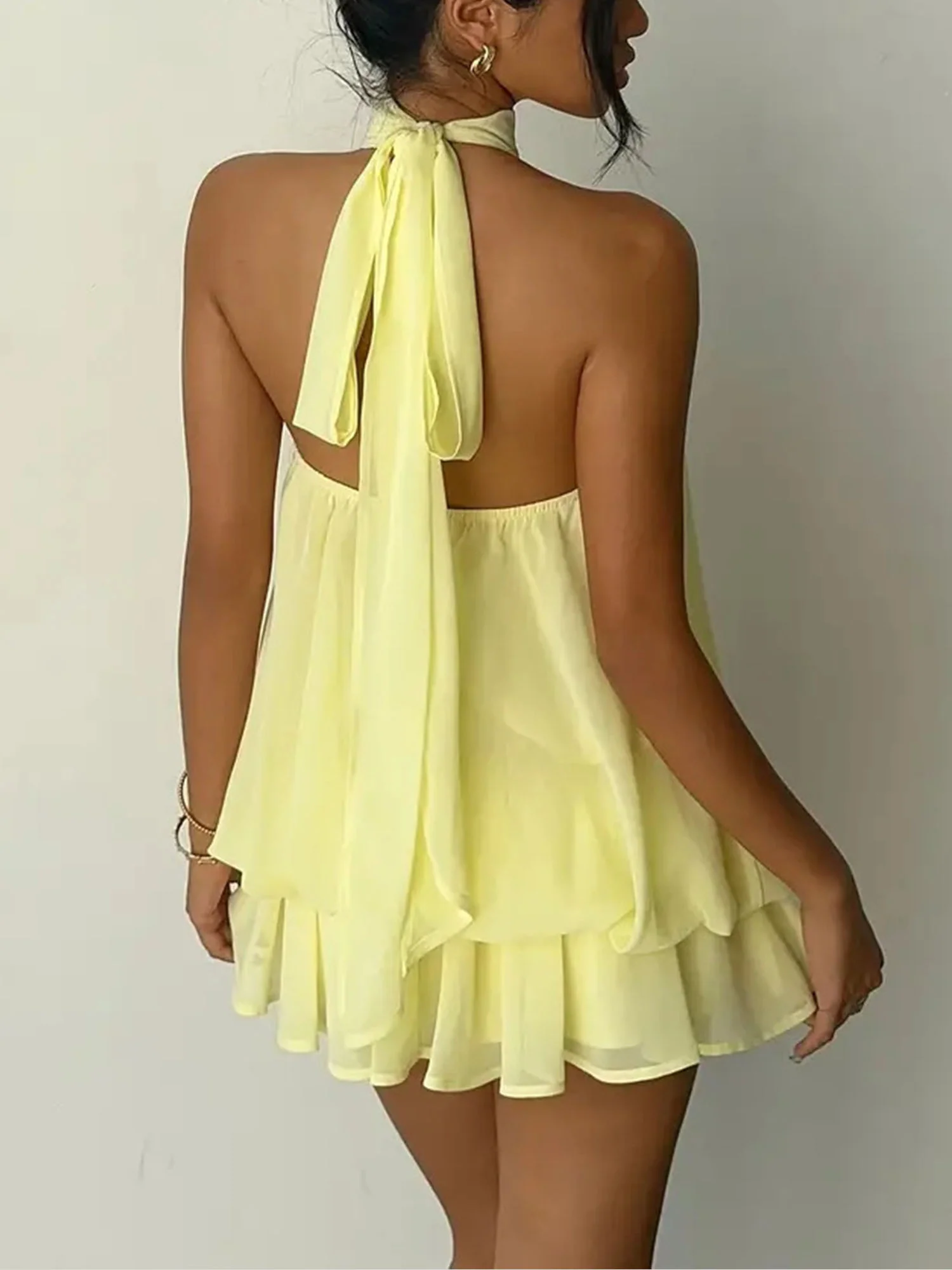 Layered Halter Mini Dress