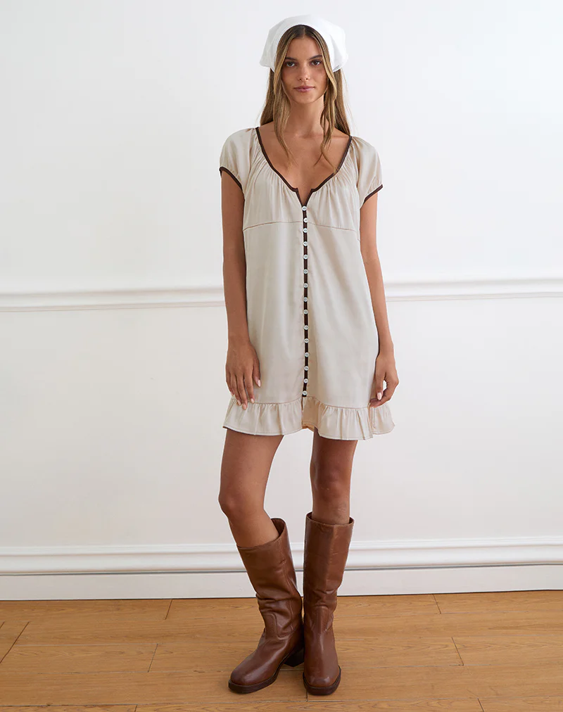 Rinari Mini Dress in Satin Champagne