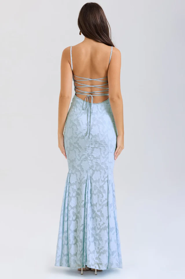 Joan Bluebell Lace Up Back Maxi Dress