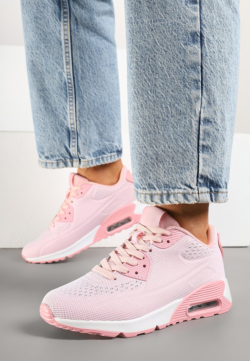 Różowe Buty Sportowe Sneakersy Ozdobione Przezroczystą Wstawką Zalitea