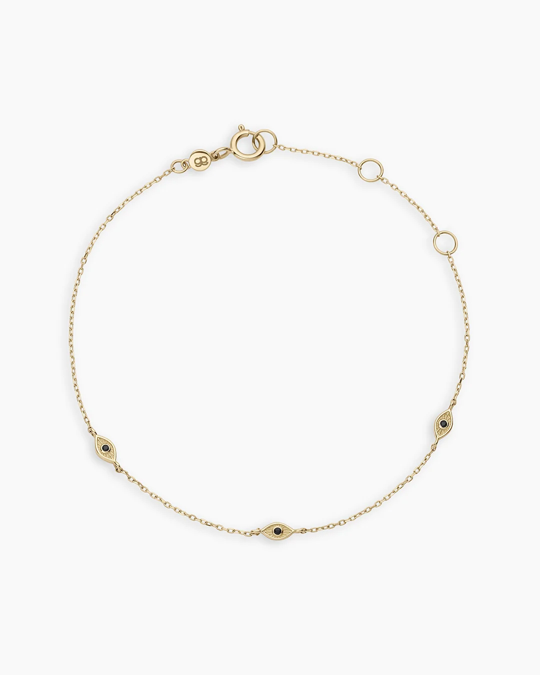 14K Gold Black Onyx Evil Eye Bracelet
