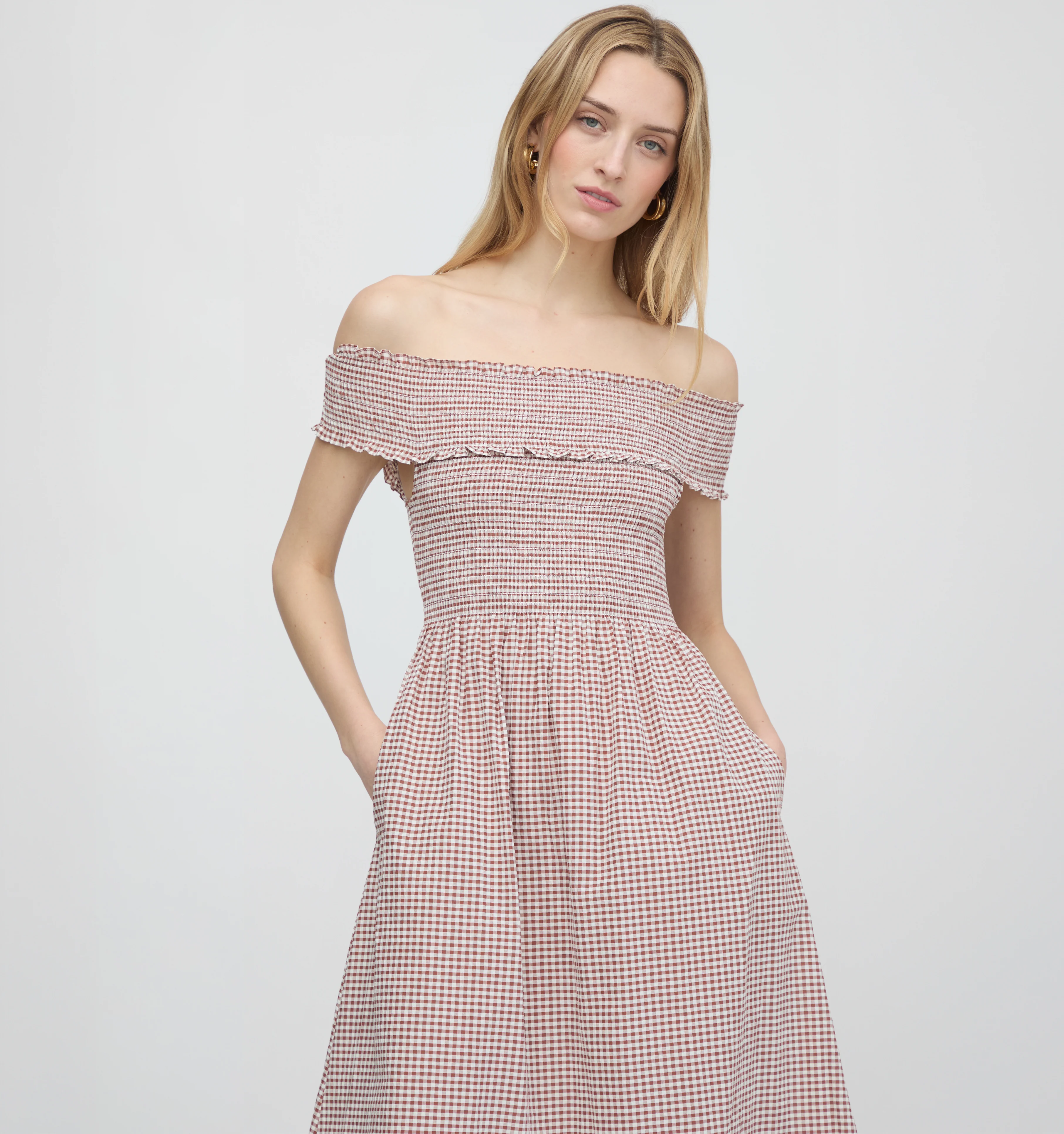 The Marguerite Nap Dress - Cognac Gingham