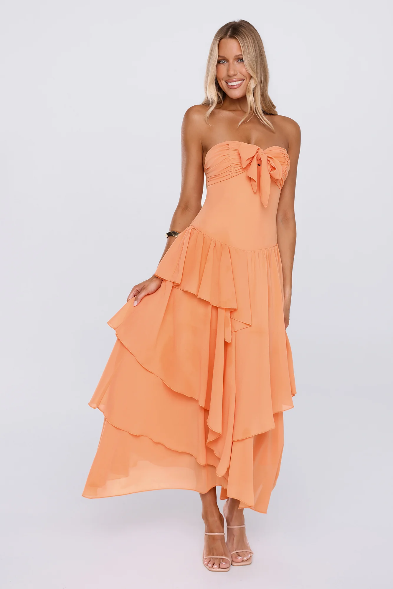 Made To Shine Strapless Maxi Dress Orange