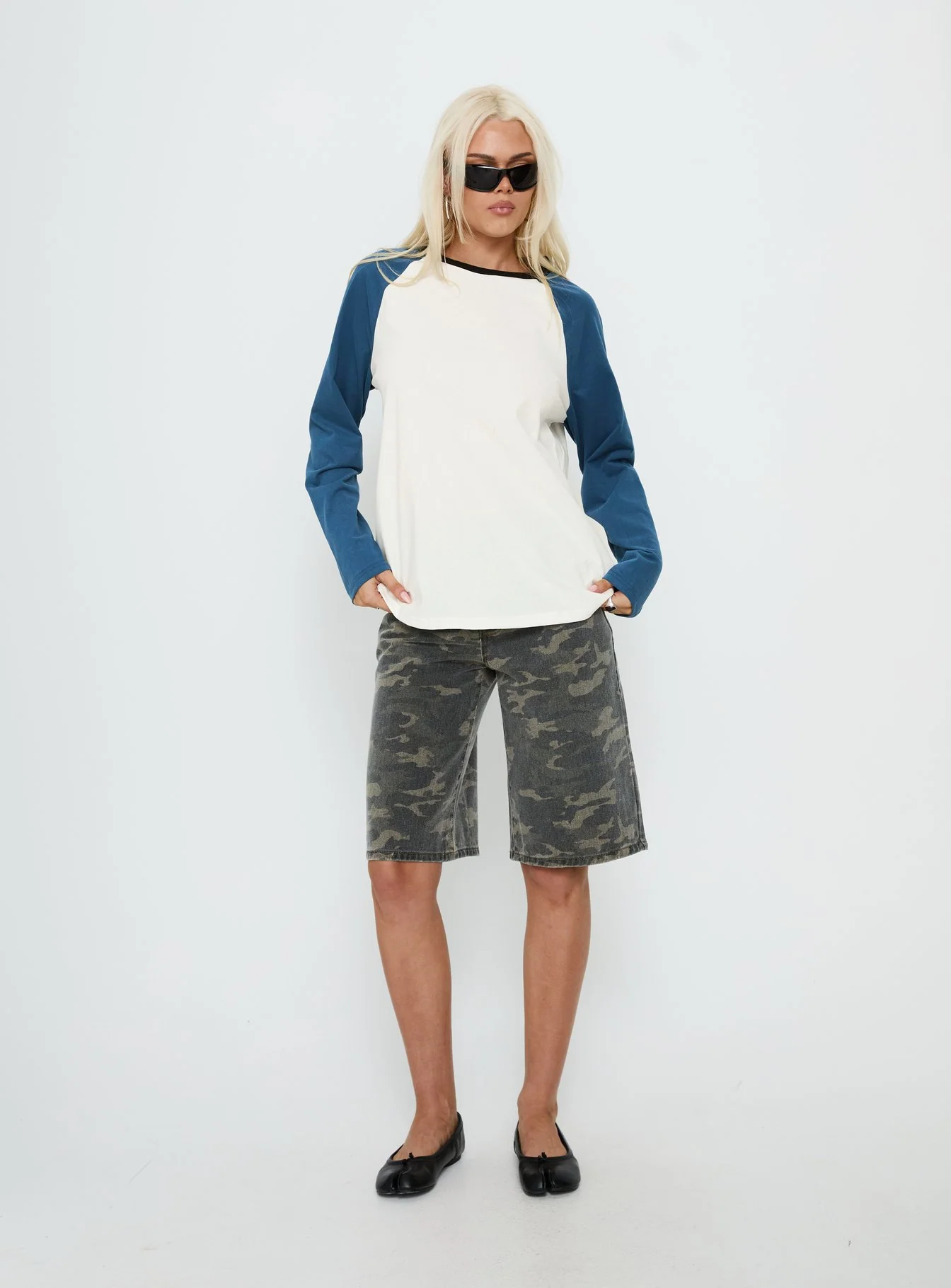 Kravitz Long Sleeve Baseball Raglan Top Blue