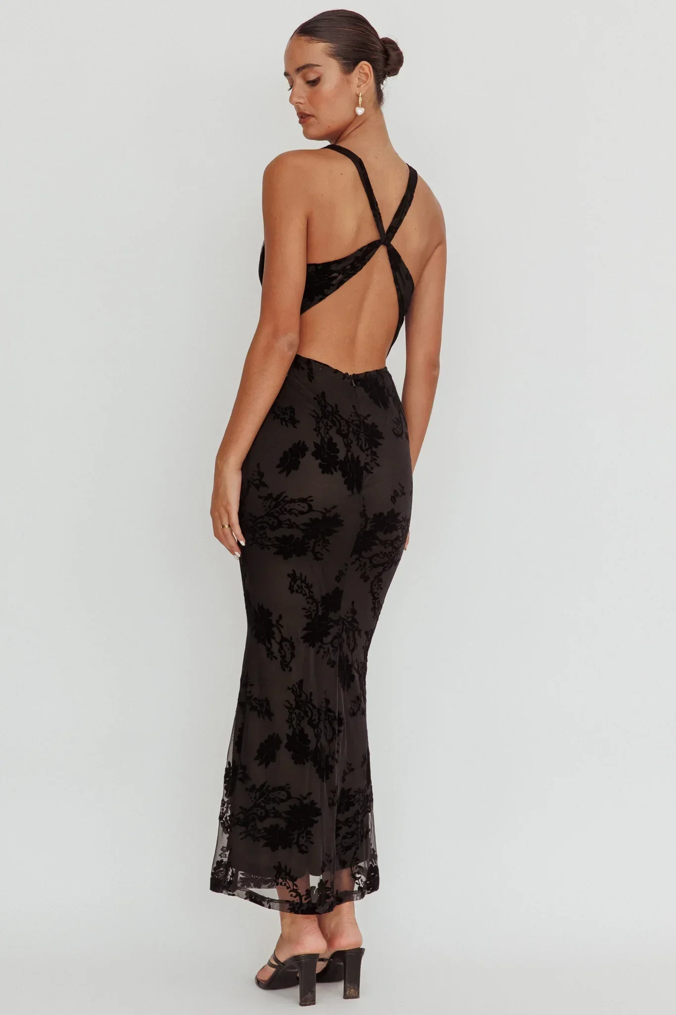 Delancy Cowl Neck Floral Maxi Dress Black - luluinthesky