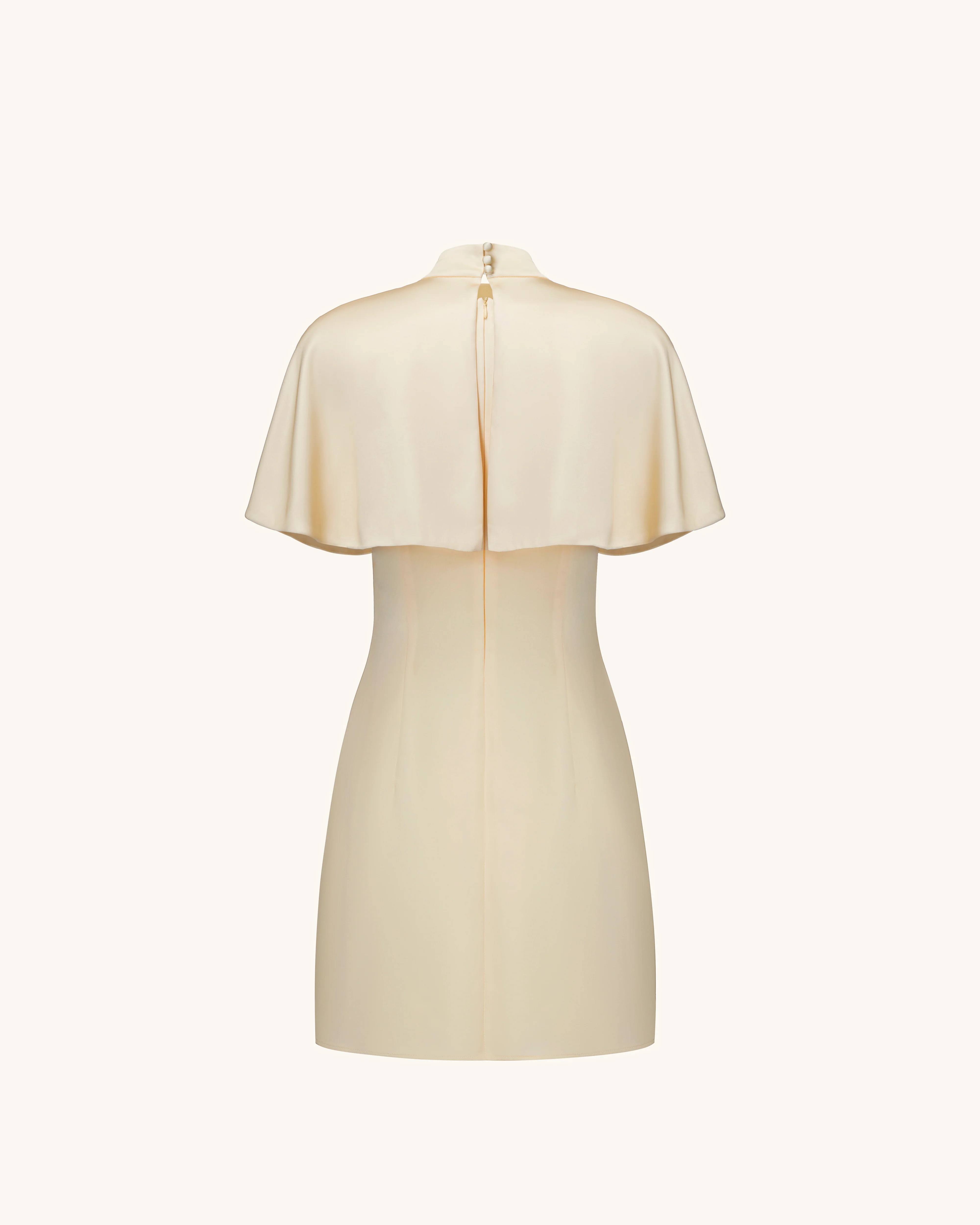 Iris Print Cape Overlay Mini Dress - Soft Yellow - FASHION NOB