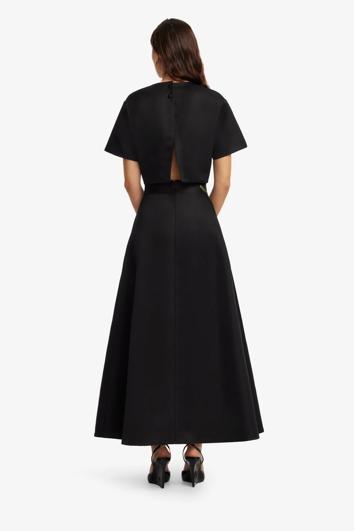 Rafaela Maxi Skirt - Vine Print in Ebony