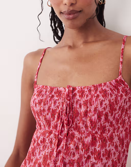 Mango strappy maxi dress in pink ditsy floral print