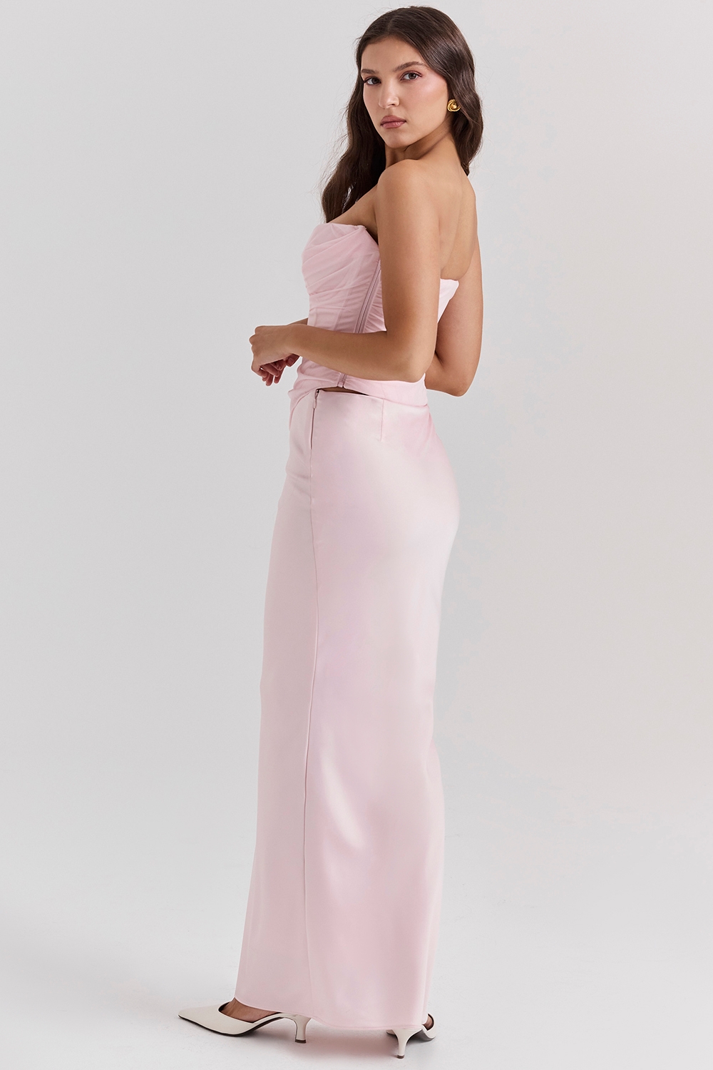 Ballerina Pink Satin Maxi Skirt