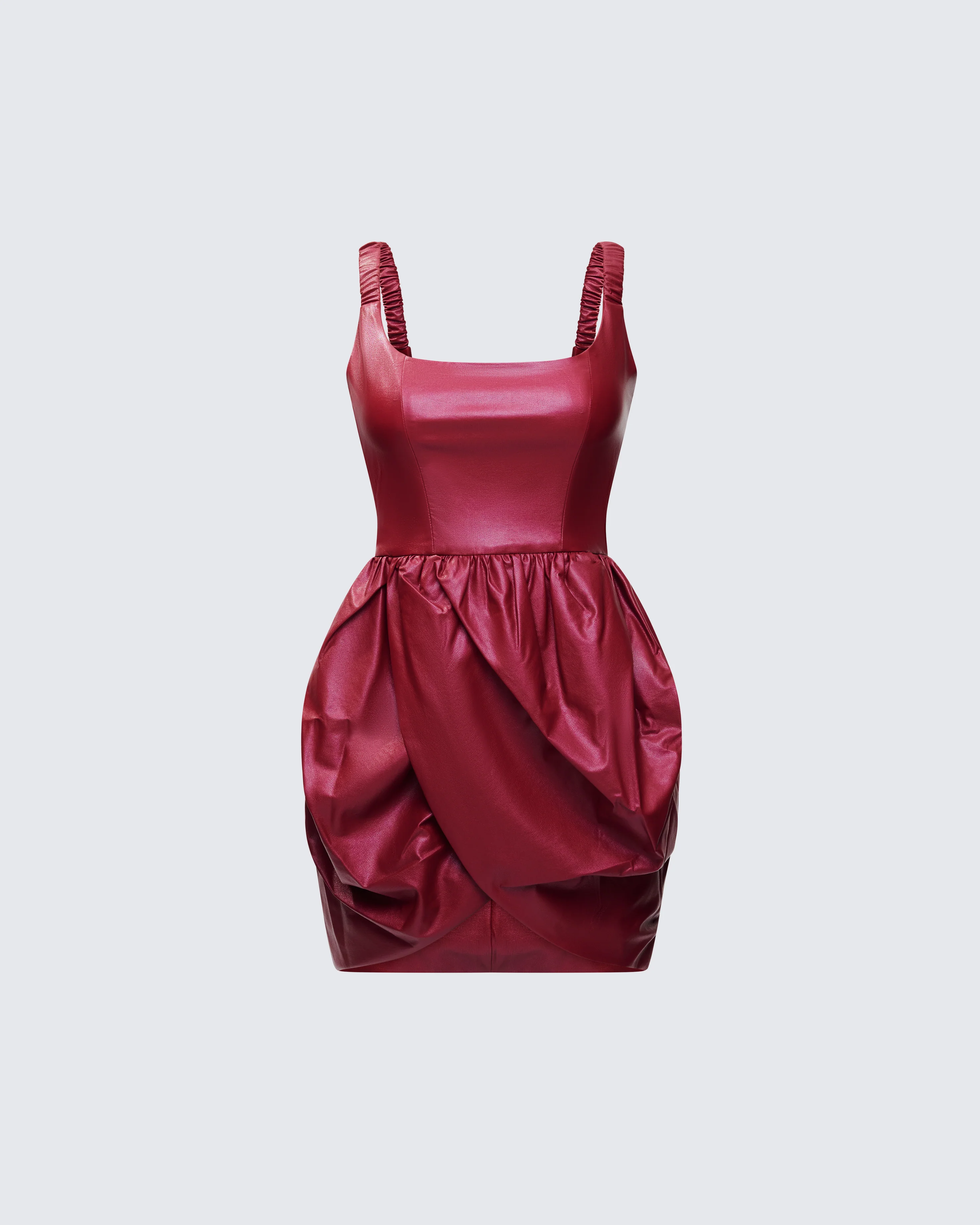 Thalassa Red Vegan Leather Folded Mini Dress