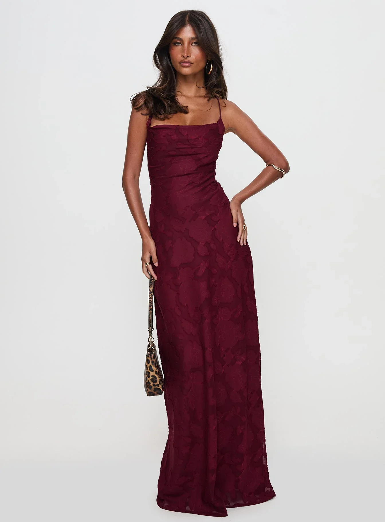 Celena Maxi Dress Burgundy Burnout Petite
