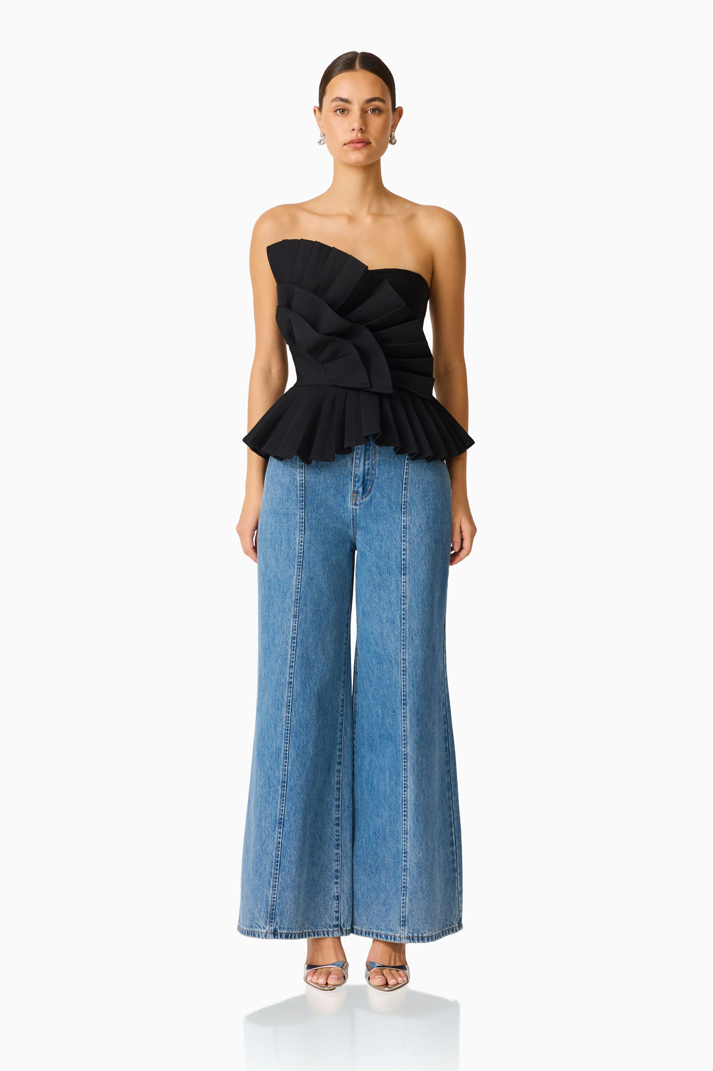 Orelia Pleated Top in Black