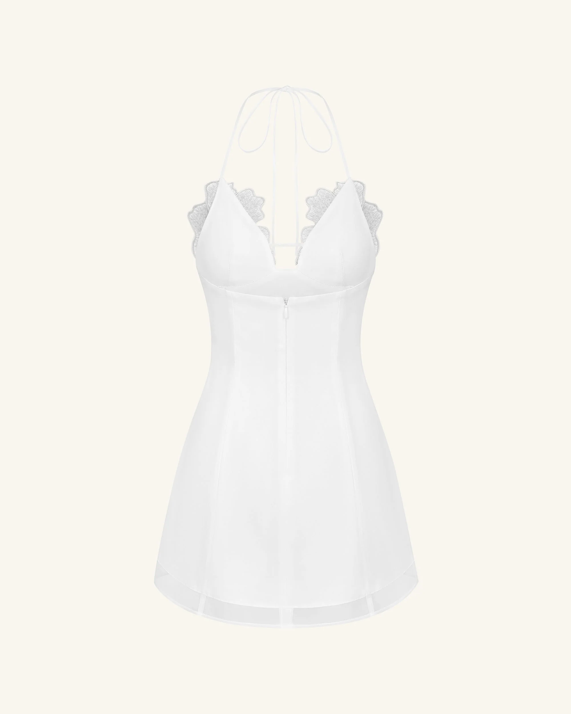 Flower Embroidered Mini Dress - White - FASHION NOB