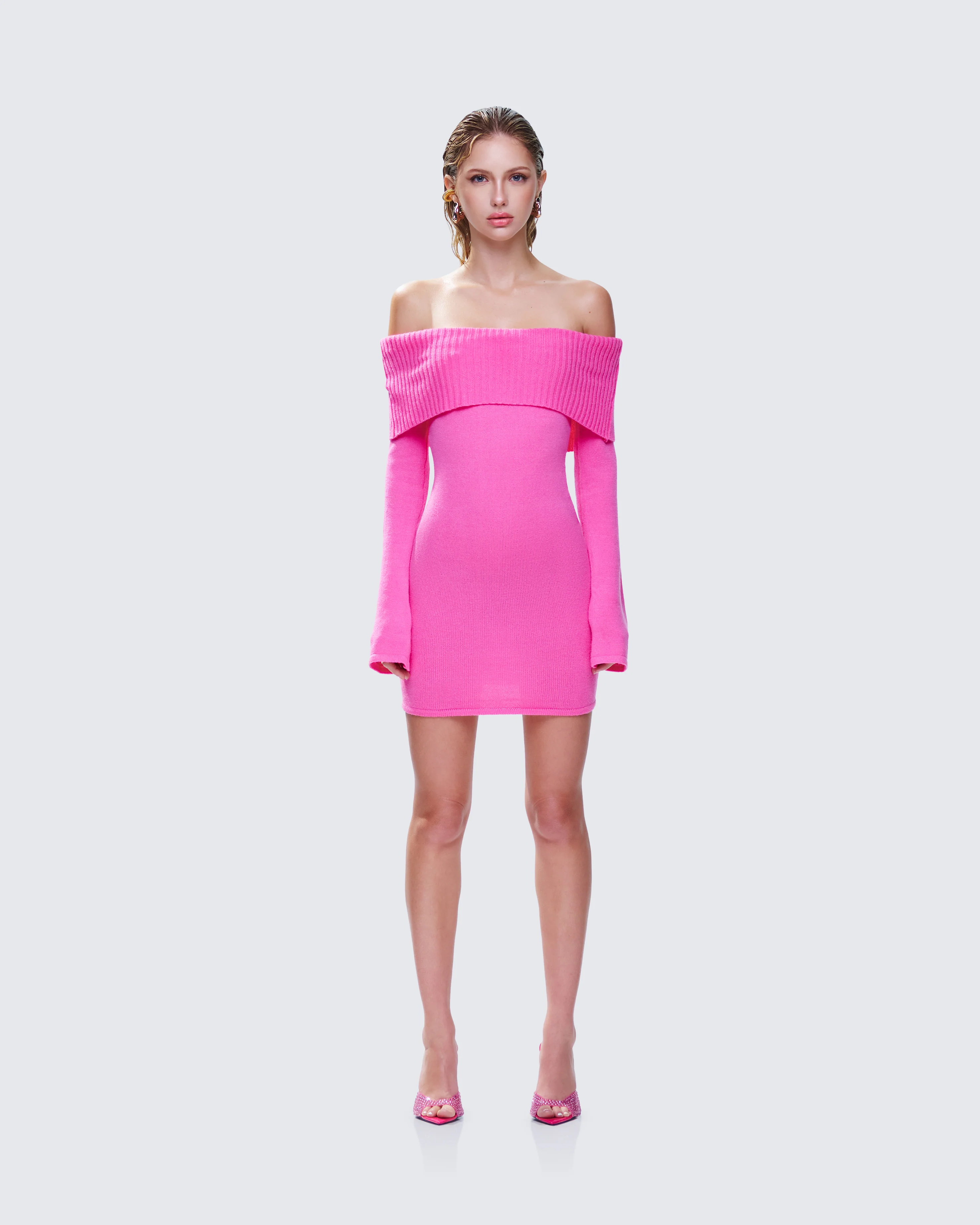 Abeni Pink Sweater Mini Dress