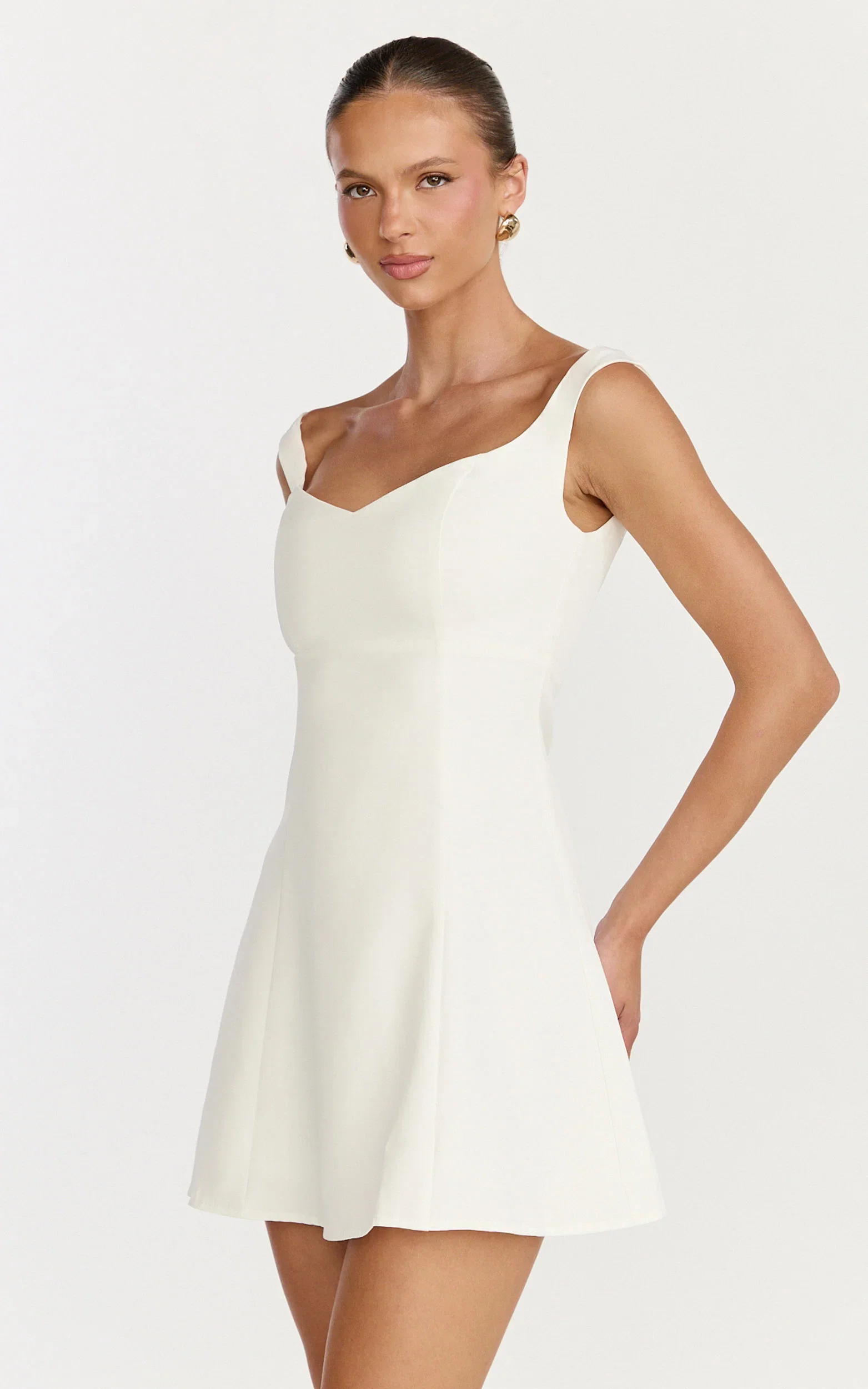 Jayce Mini Dress - Off The Shoulder A Line Dress in White