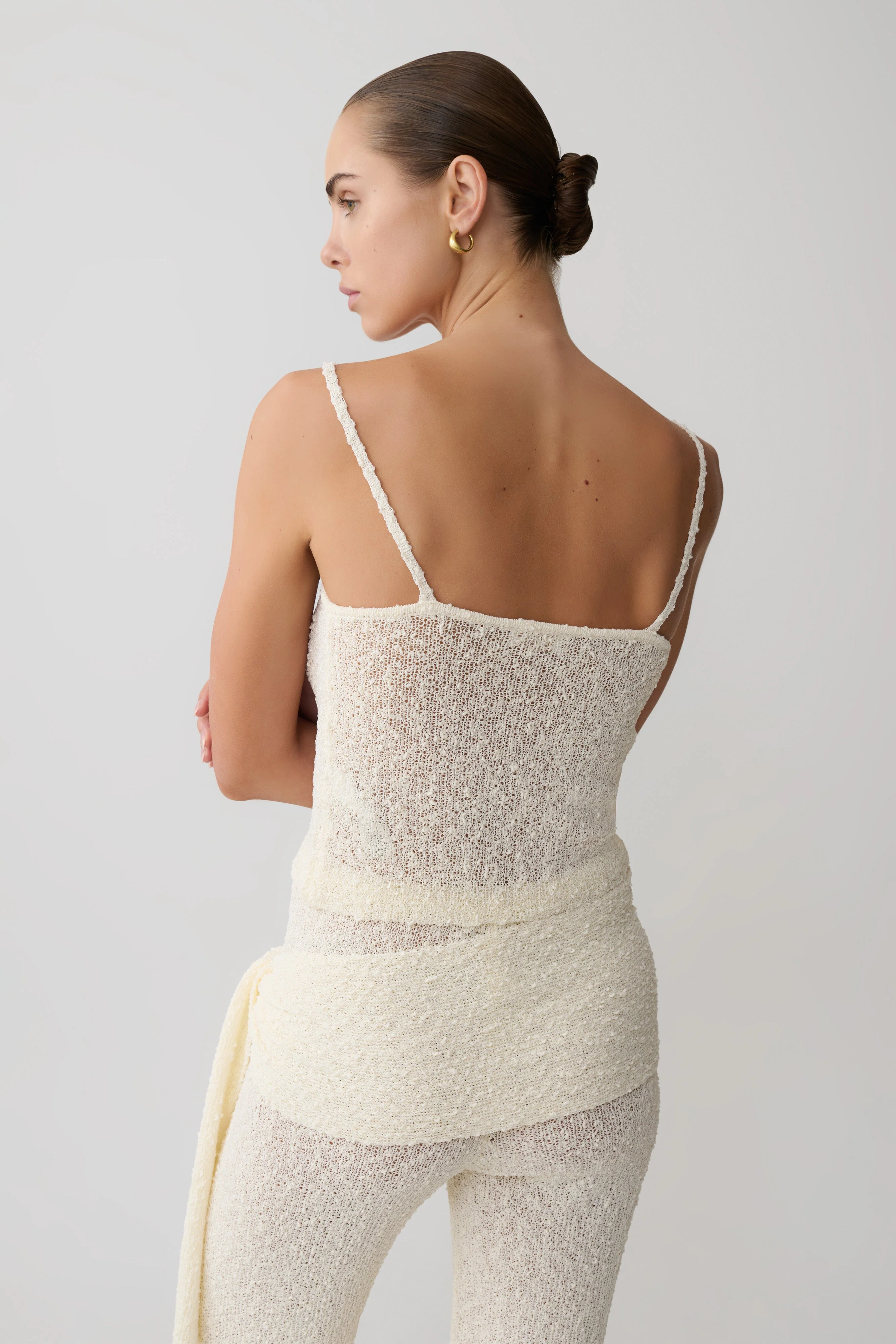 Mattais Boucle Knit Top - Ivory