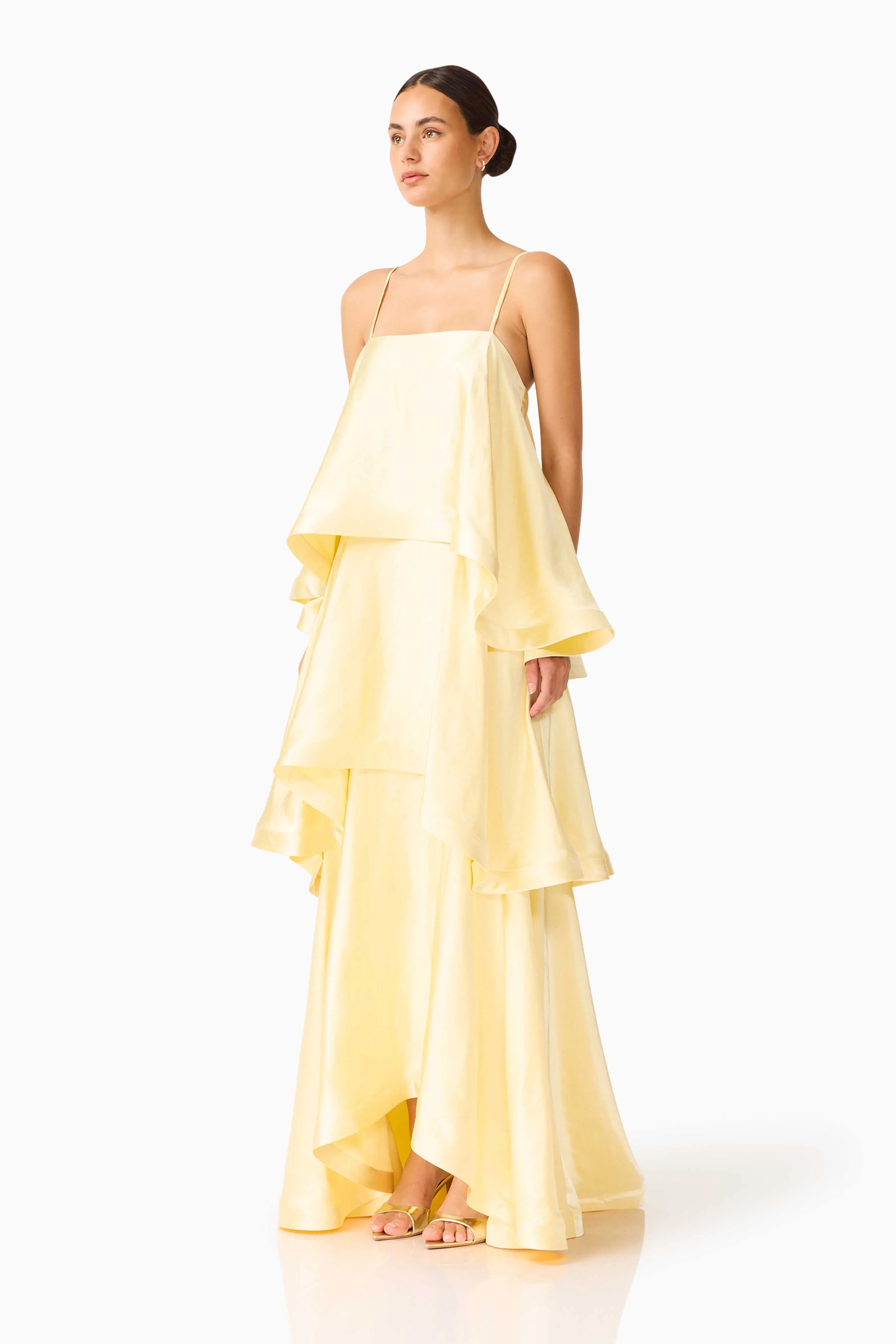 Tilly Tiered Maxi Dress in Butter Yellow
