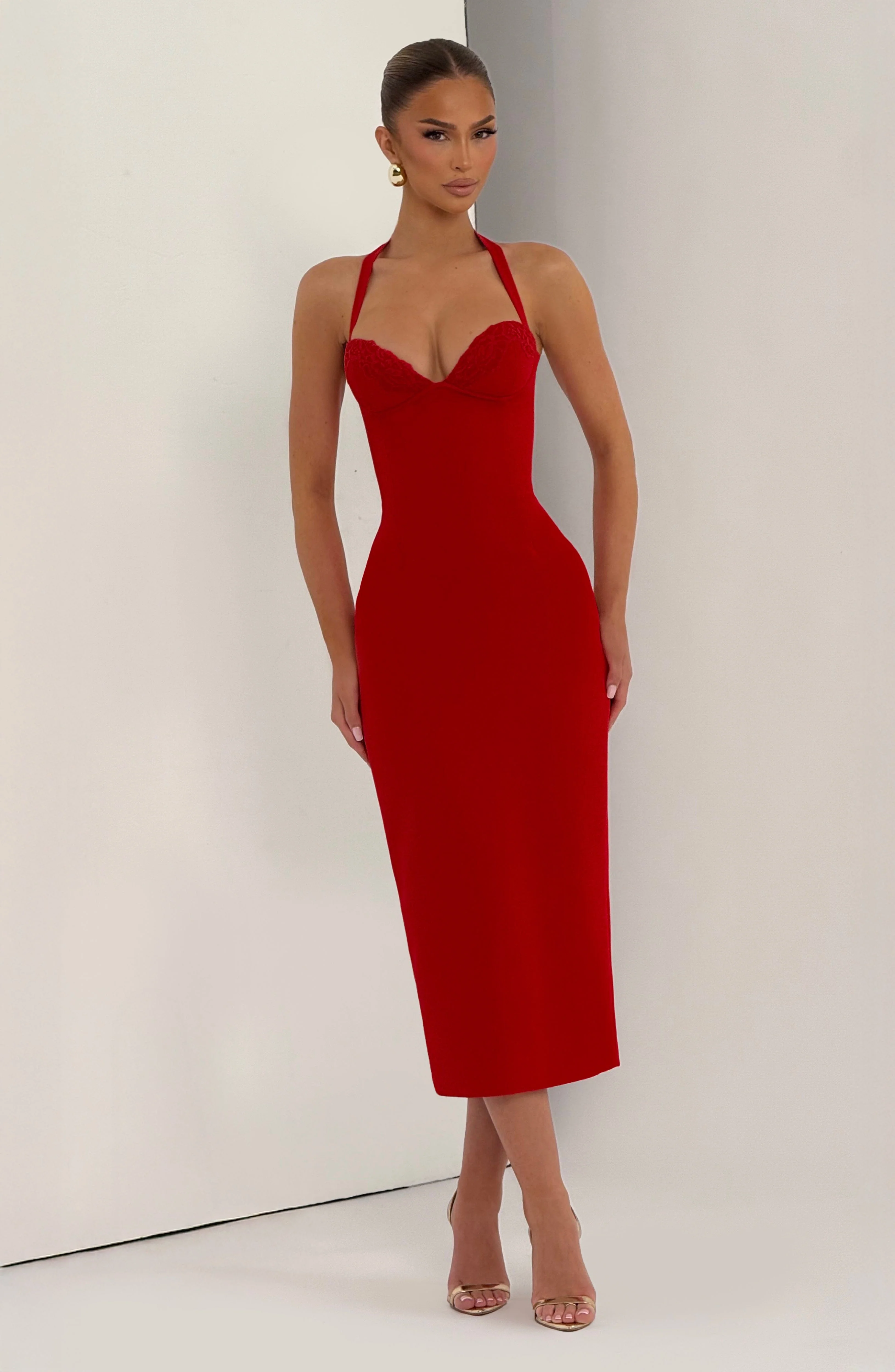 Cassia Midi Dress - Red